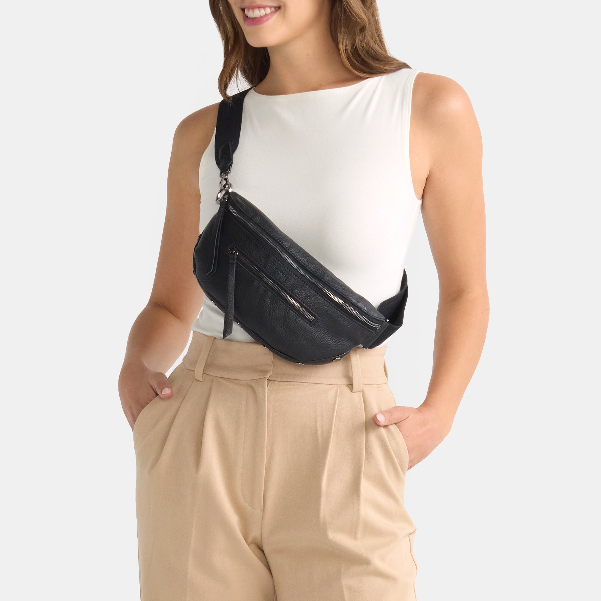 Charles Crossbody | Black/Gunmetal | Med - Short Strap