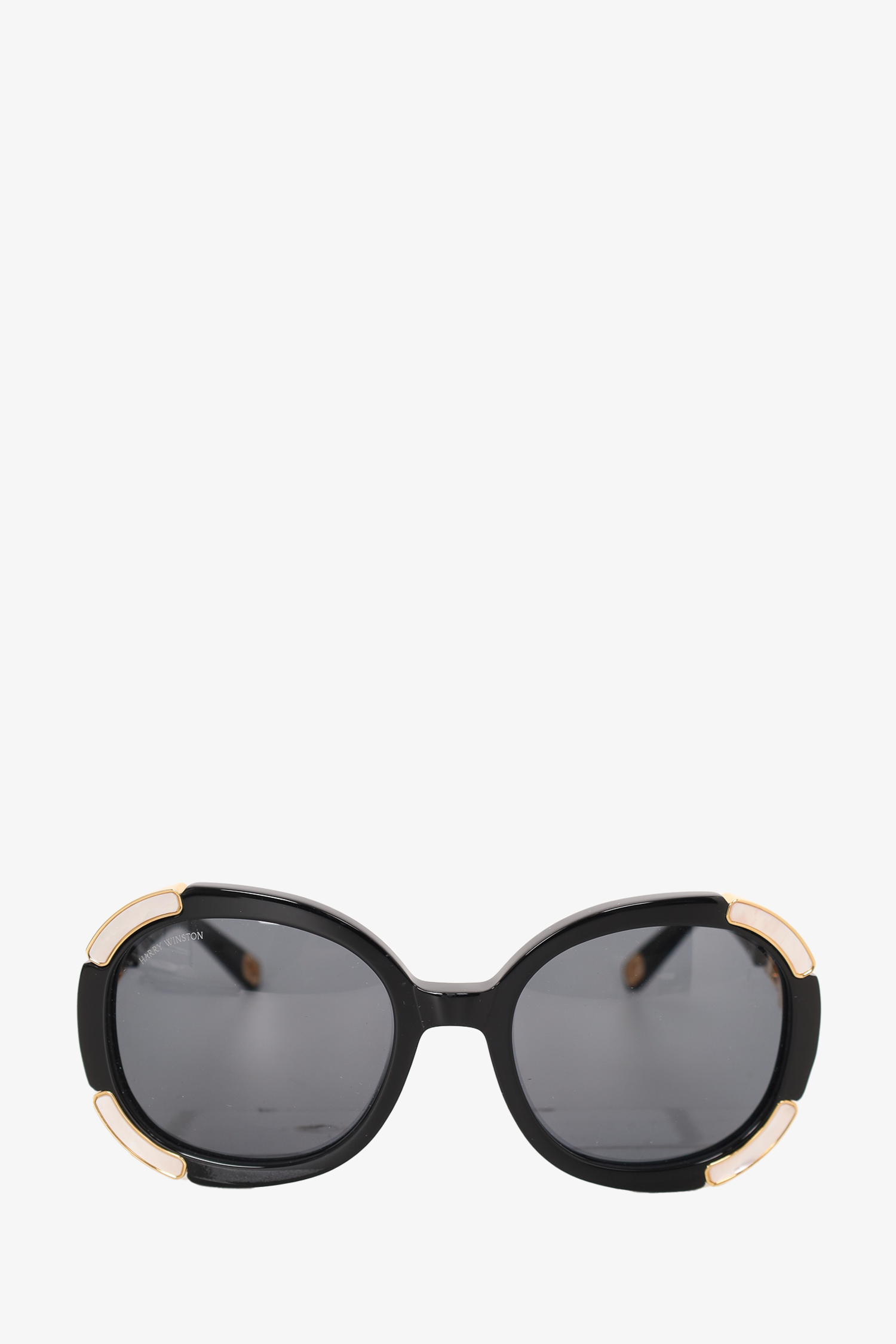 Harry Winston Black Frame Sunglasses With Mother Of Pearl Inserts