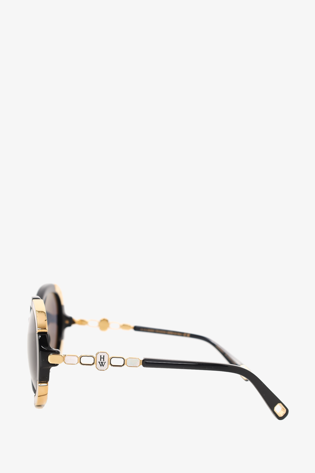 Harry Winston Black Frame Sunglasses With Mother Of Pearl Inserts