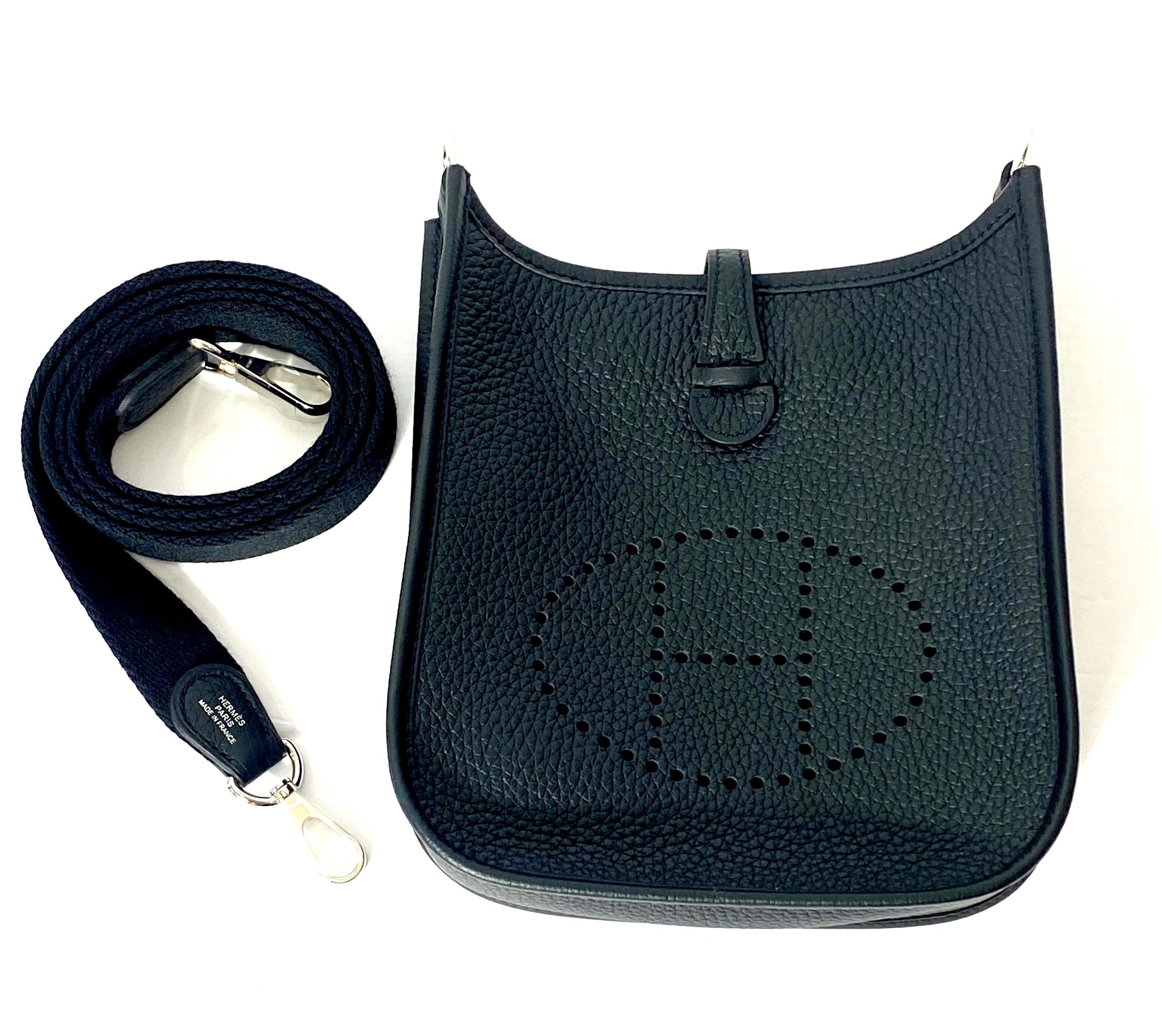 HERMÈS CLEMENCE MINI EVELYN TPM CROSSBODY BAG IN NOIR