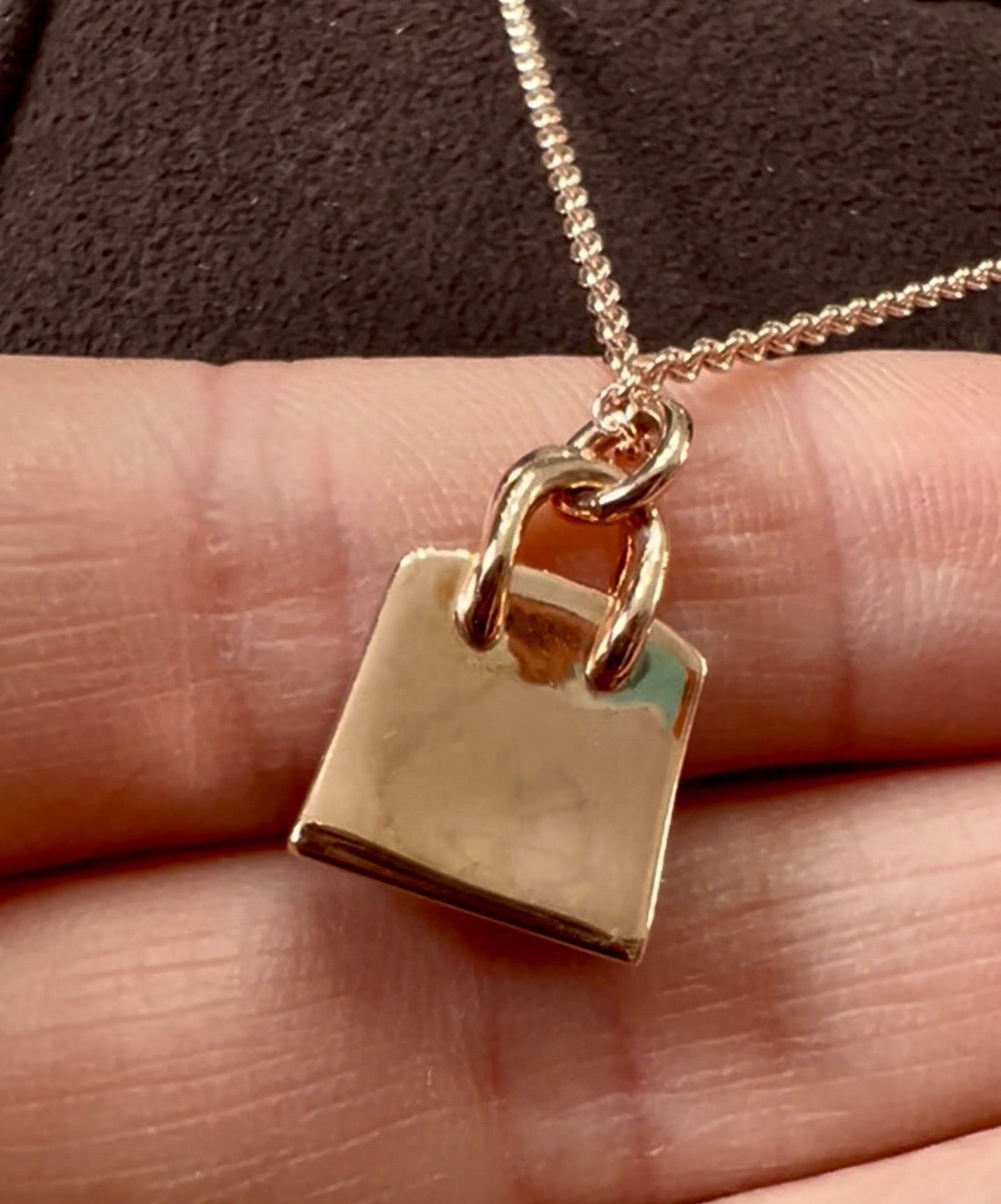 HERMÈS AMULETTES 18K ROSE GOLD DIAMONDS BIRKIN PENDANT NECKLACE