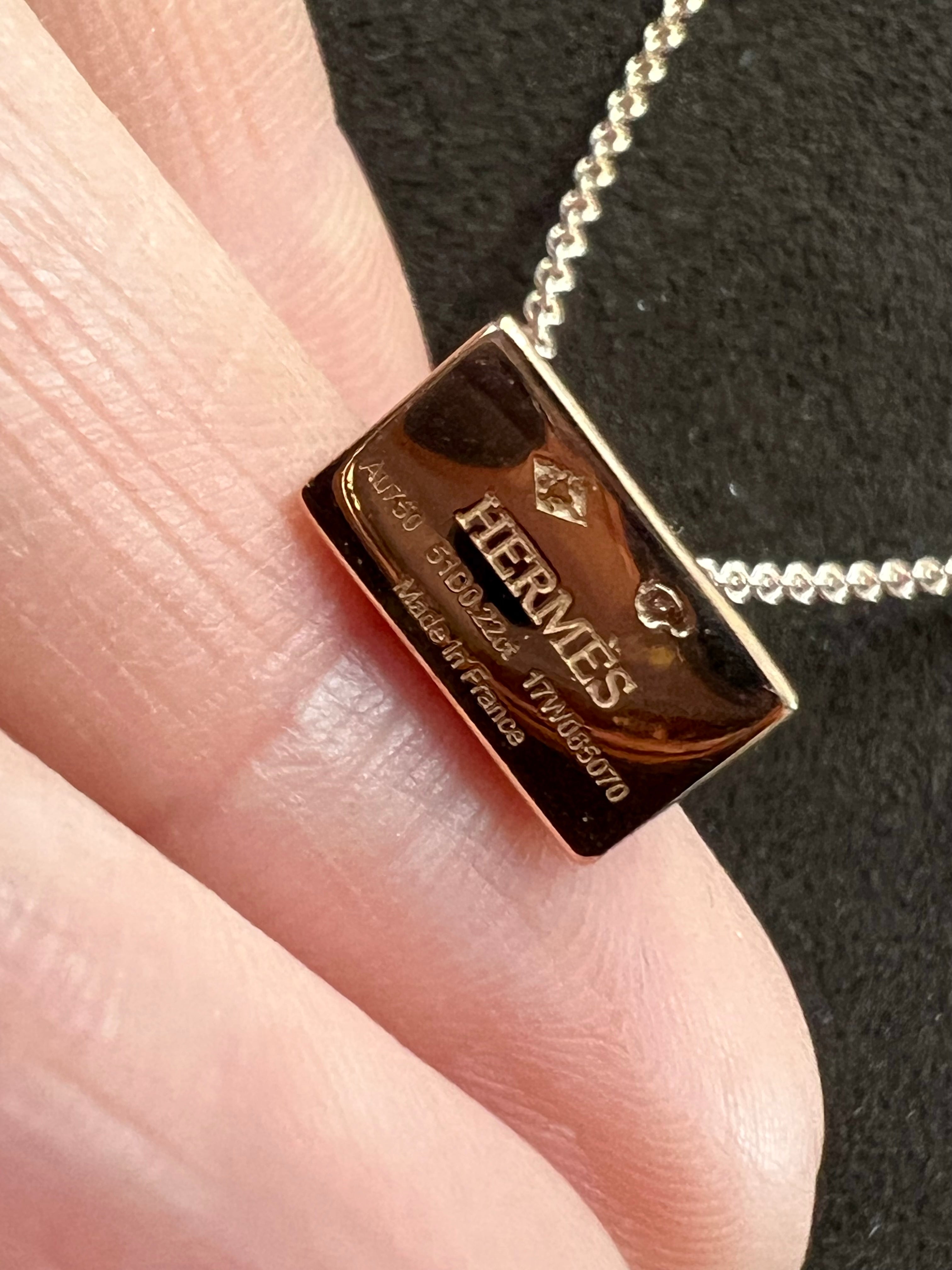 HERMÈS AMULETTES 18K ROSE GOLD DIAMONDS BIRKIN PENDANT NECKLACE