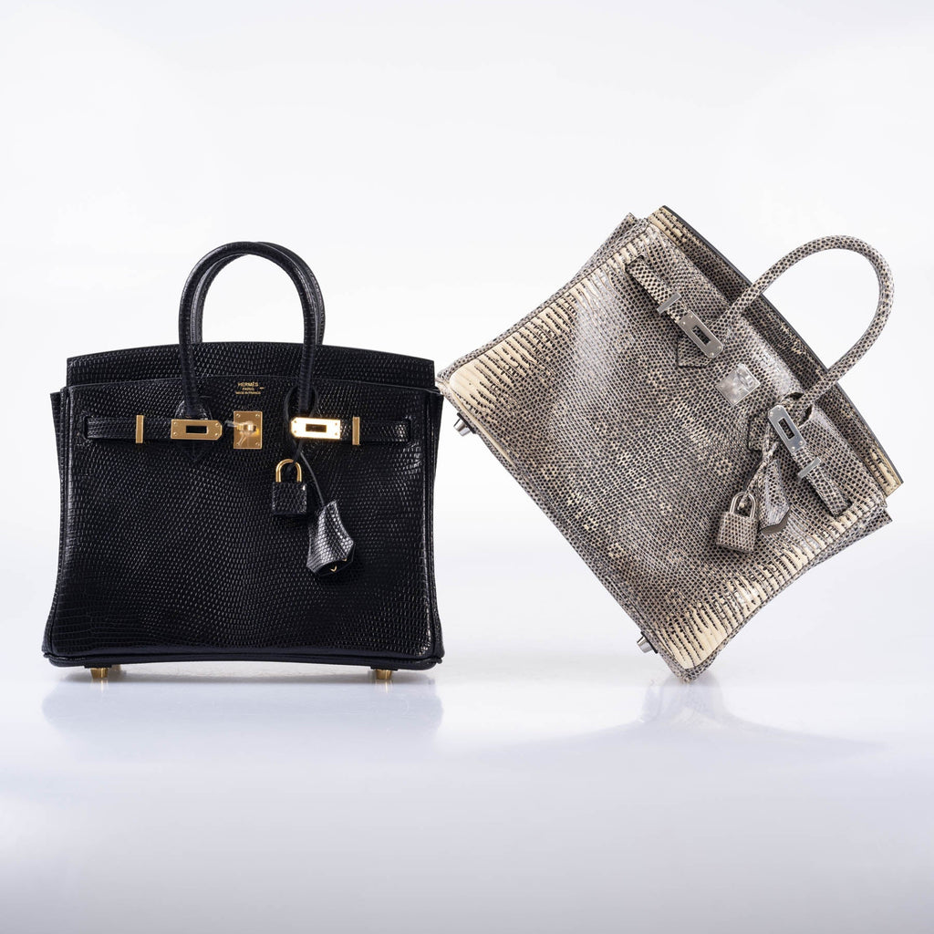 Hermès Birkin 25 Black Shiny Nilo Lizard Gold Hardware