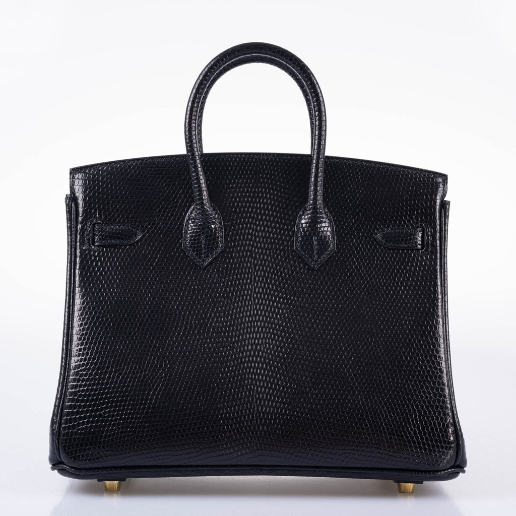 Hermès Birkin 25 Black Shiny Nilo Lizard Gold Hardware