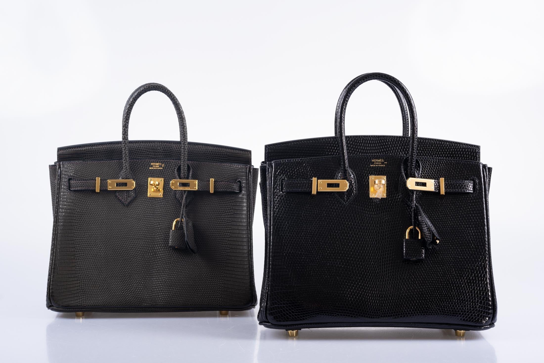 Hermès Birkin 25 Ebene Matte Salvator Lizard Gold Hardware