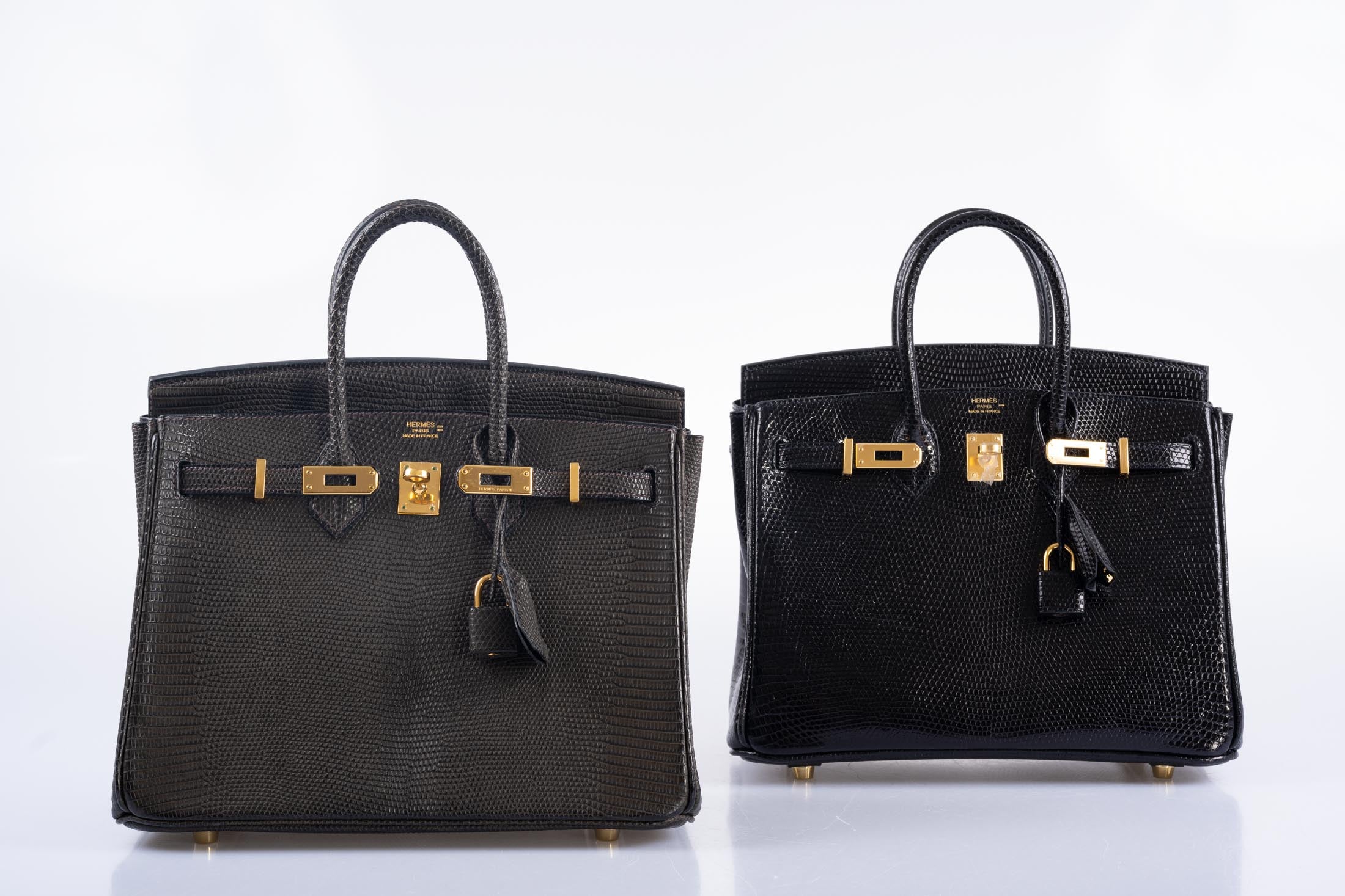 Hermès Birkin 25 Ebene Matte Salvator Lizard Gold Hardware