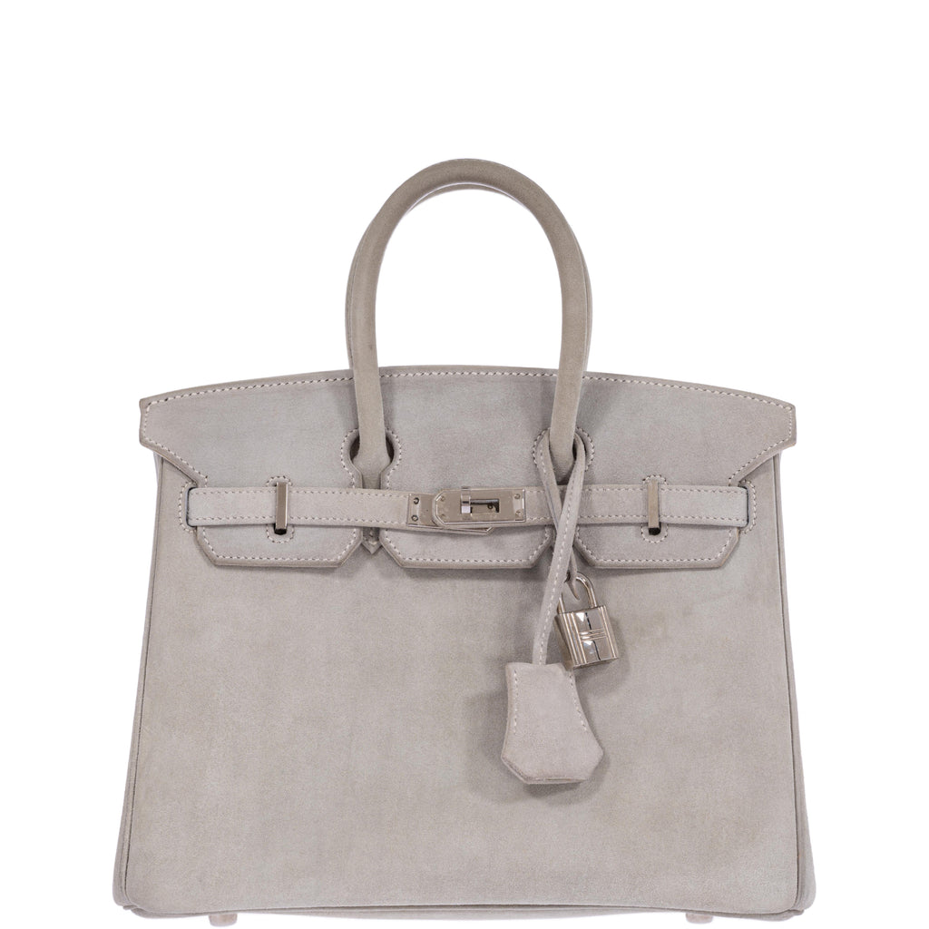 Hermès Birkin 25 Gris Doblis Suede with Palladium Hardware