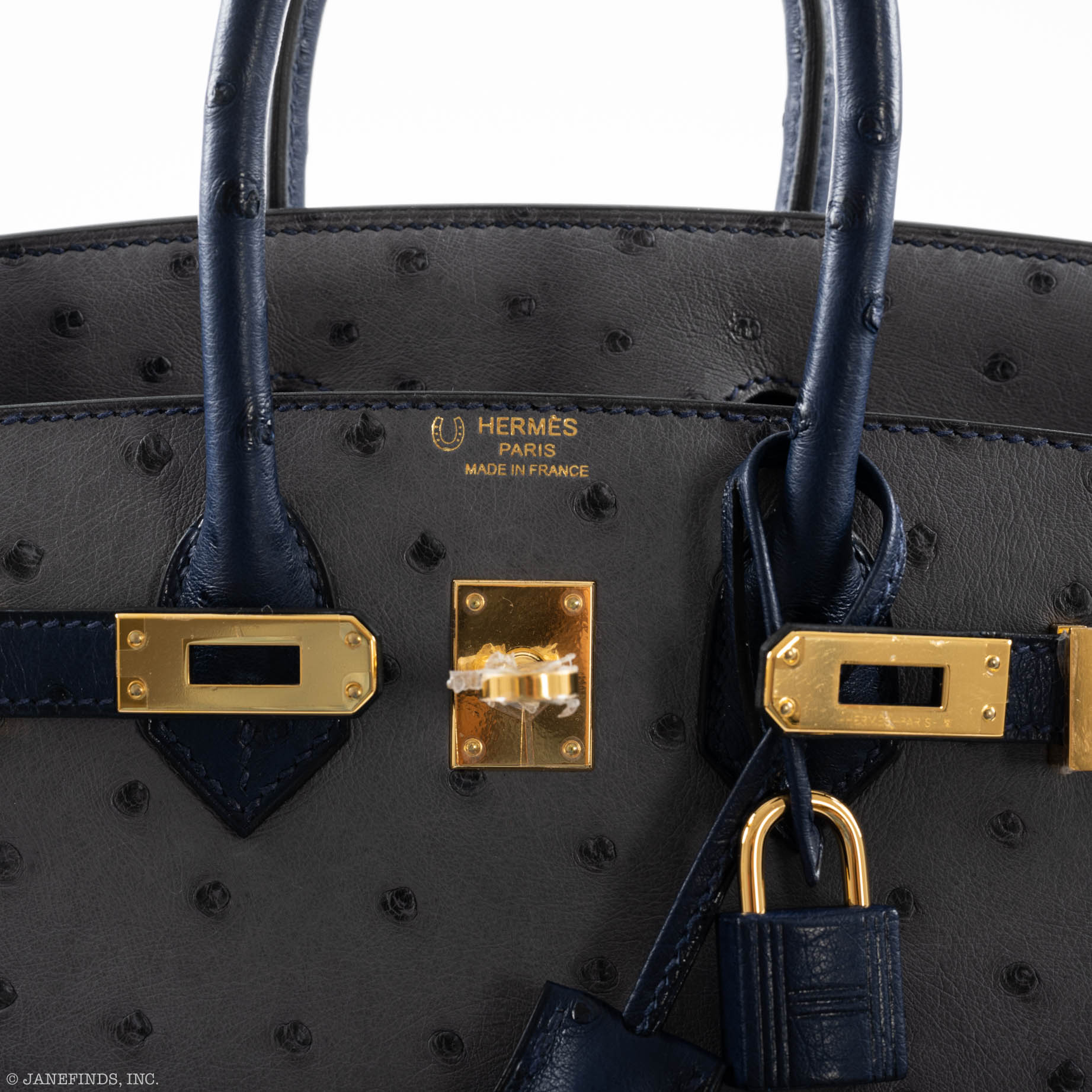 Hermès Birkin 25 HSS Gris Agate & Blue Iris Ostrich Gold Hardware - 2018, C