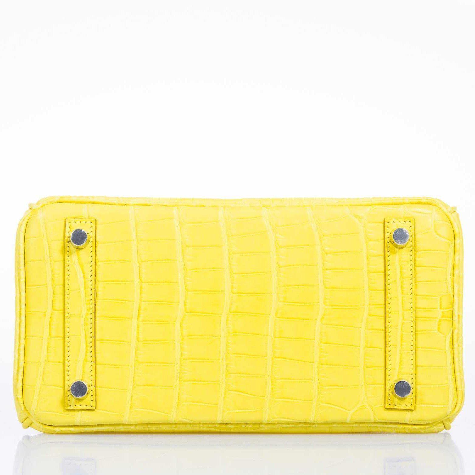 Hermès Birkin 25 Lime Yellow Matte Alligator Palladium Hardware - 2018, C