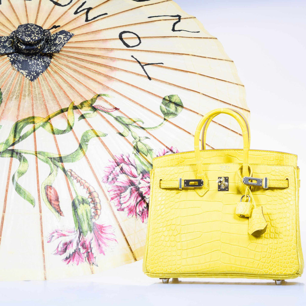 Hermès Birkin 25 Lime Yellow Matte Alligator Palladium Hardware - 2018, C