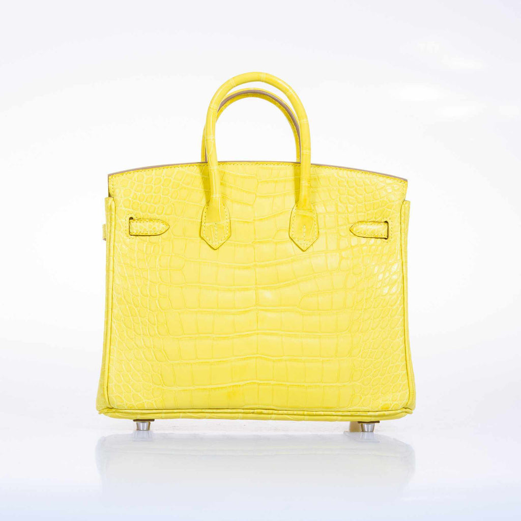 Hermès Birkin 25 Lime Yellow Matte Alligator Palladium Hardware