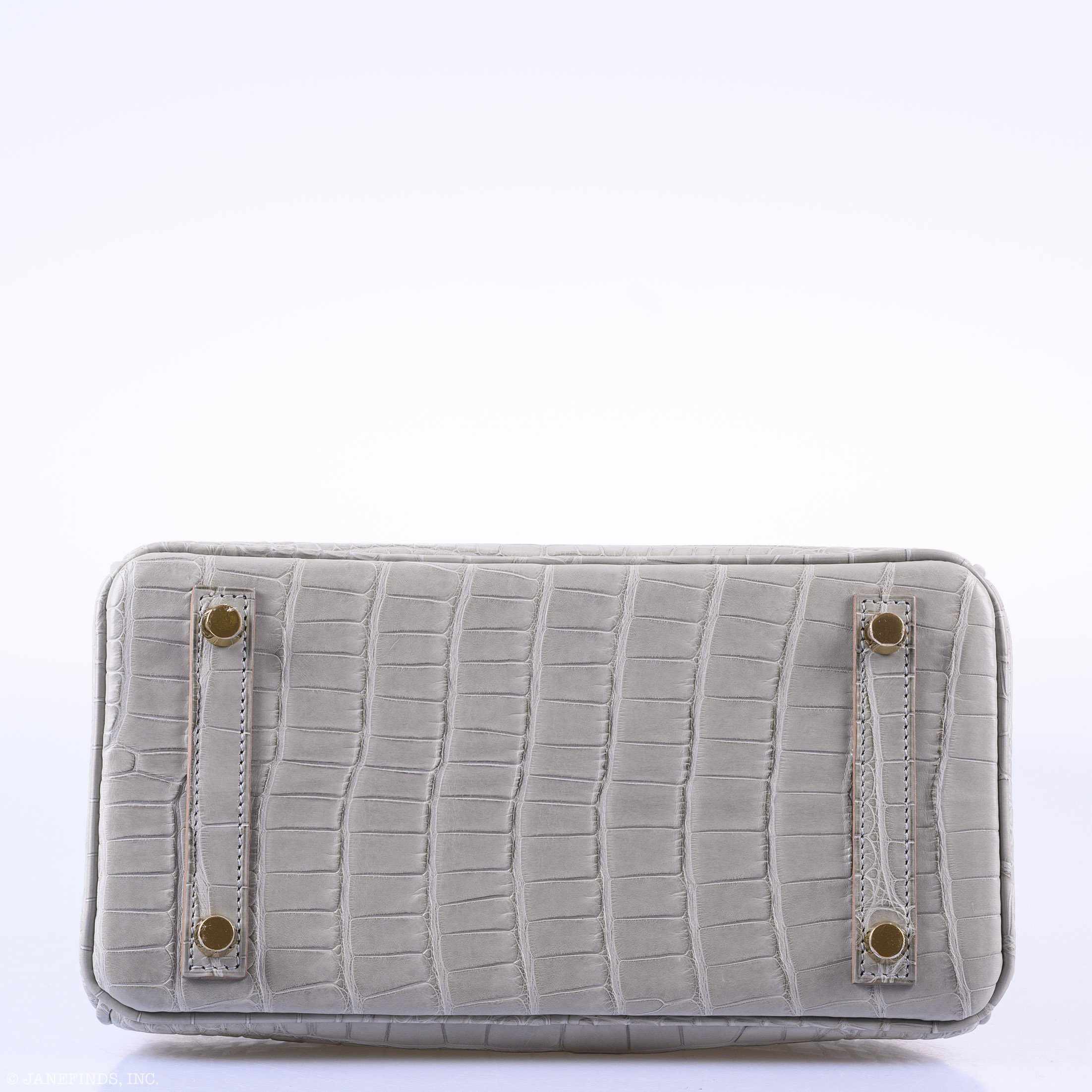 Hermès Birkin 25 Matte Gris Perle Alligator Gold Hardware - 2019, D