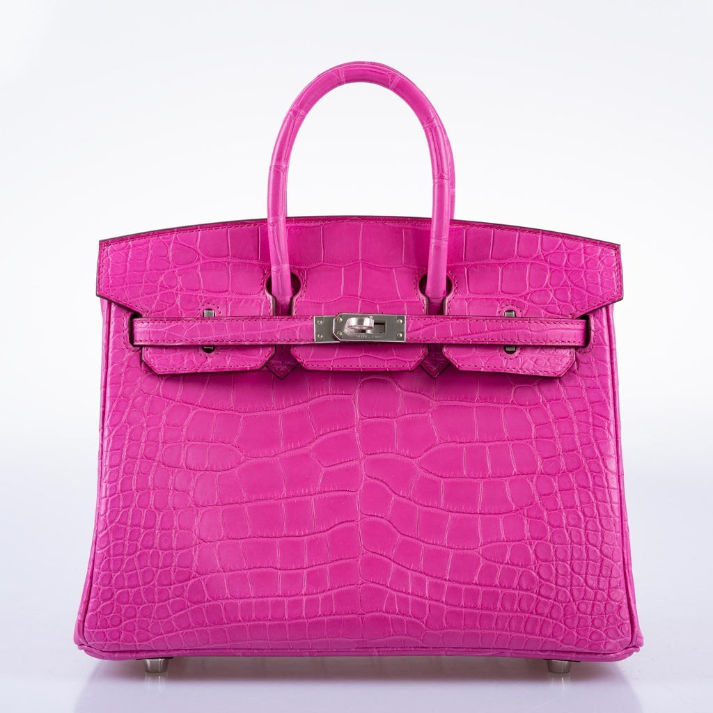 Hermès Birkin 25 Rose Shocking Matte Alligator Palladium Hardware