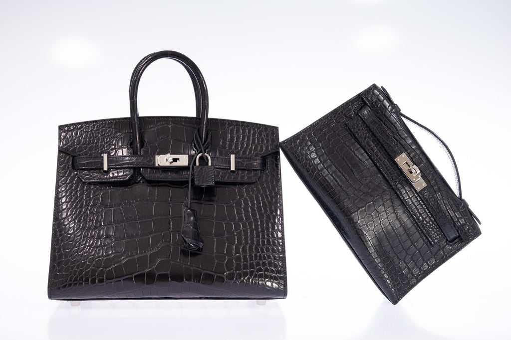 Hermès Birkin 25 Sellier Black Matte Alligator Palladium Hardware