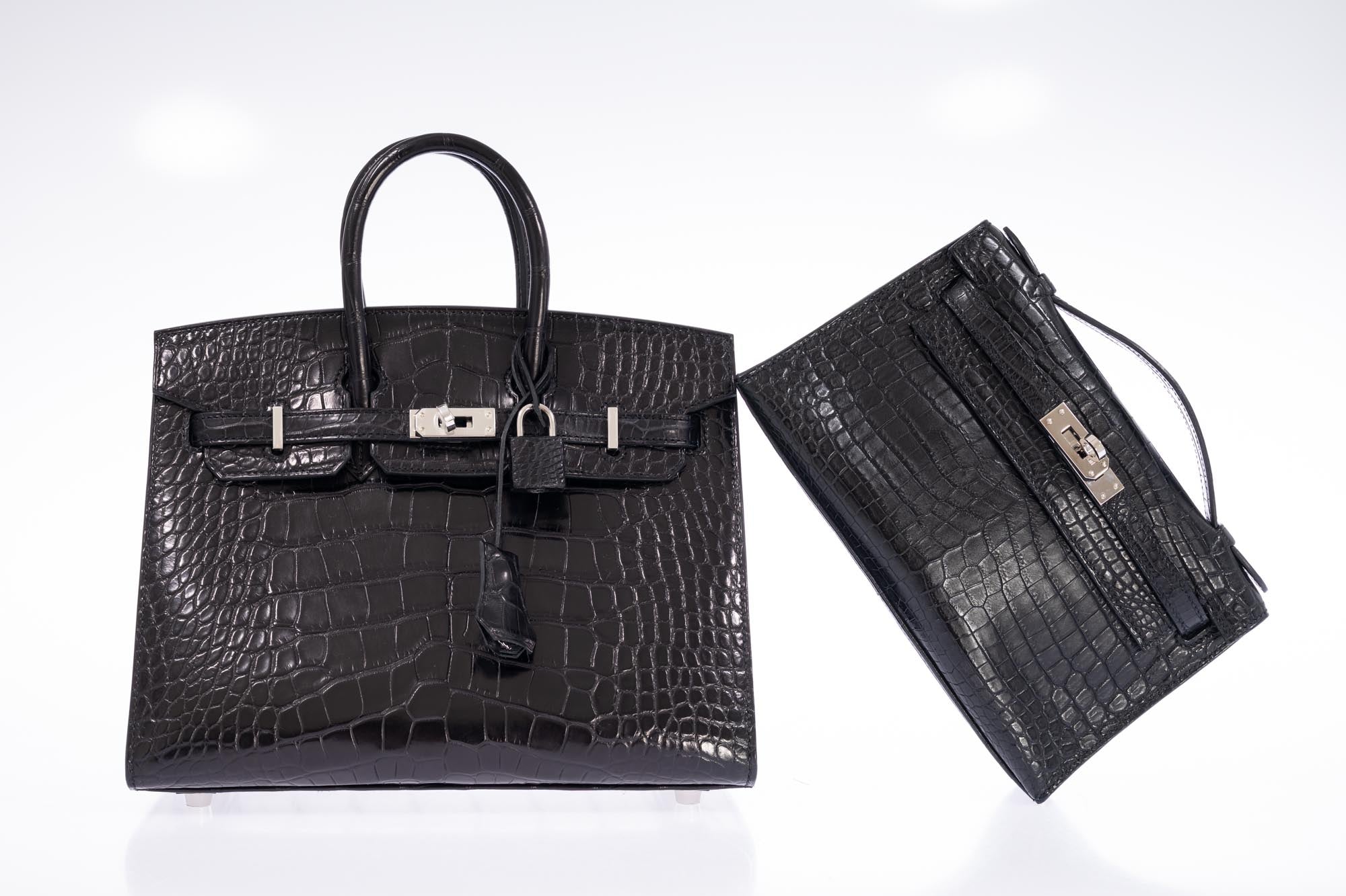 Hermès Birkin 25 Sellier Black Matte Alligator Palladium Hardware
