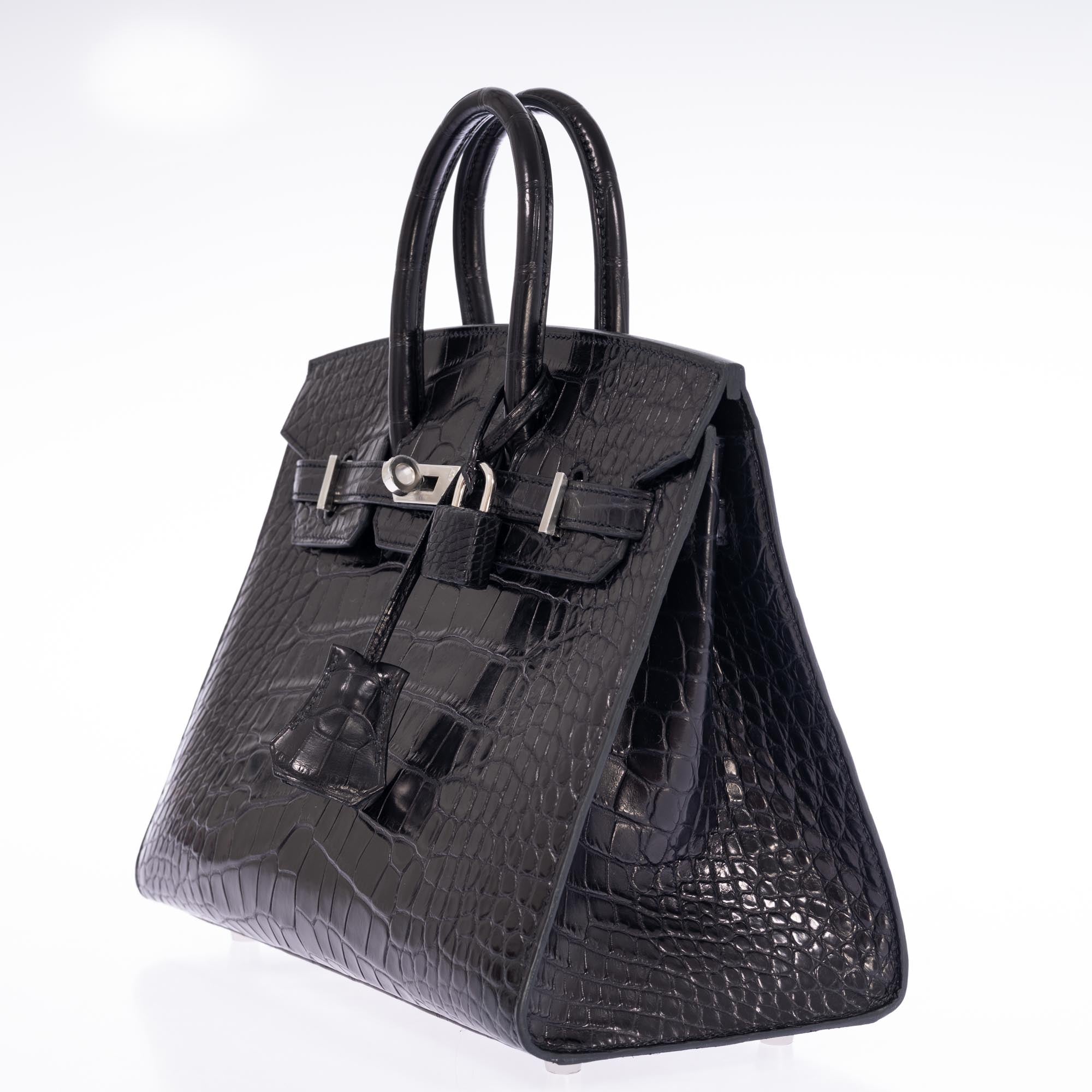 Hermès Birkin 25 Sellier Black Matte Alligator Palladium Hardware