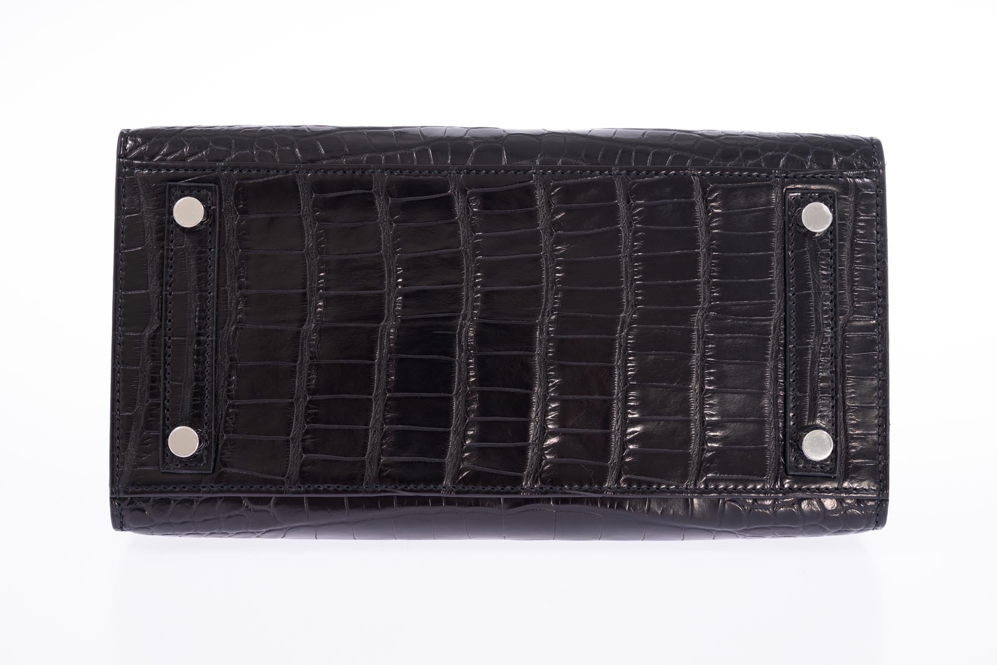 Hermès Birkin 25 Sellier Black Matte Alligator Palladium Hardware
