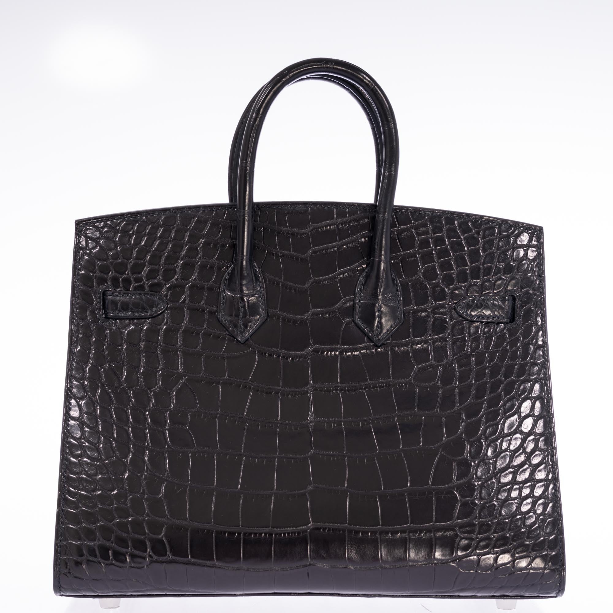 Hermès Birkin 25 Sellier Black Matte Alligator Palladium Hardware