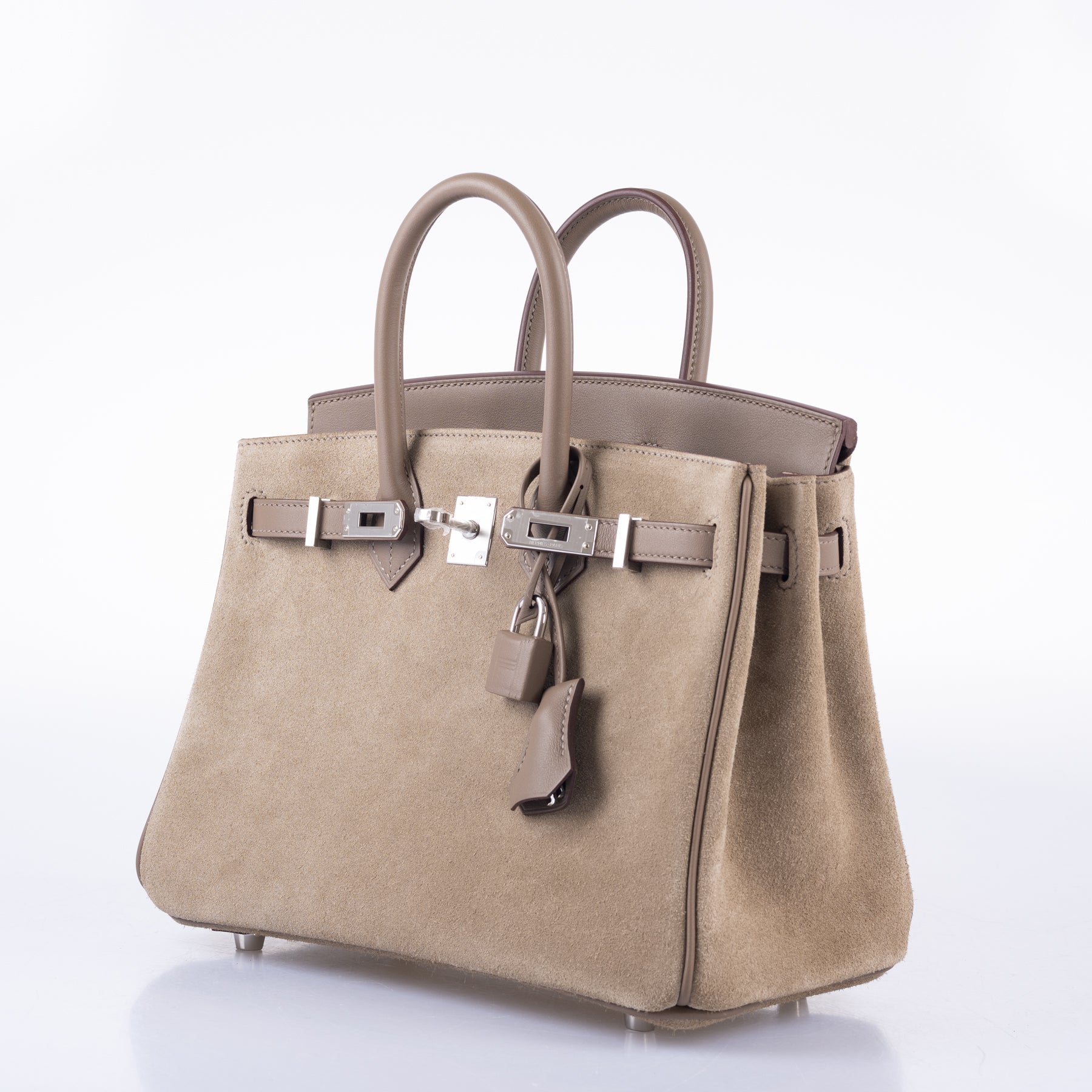 Hermès Birkin 25 Suede Grizzly  Gris Caillou & Etoupe Grizzly Palladium