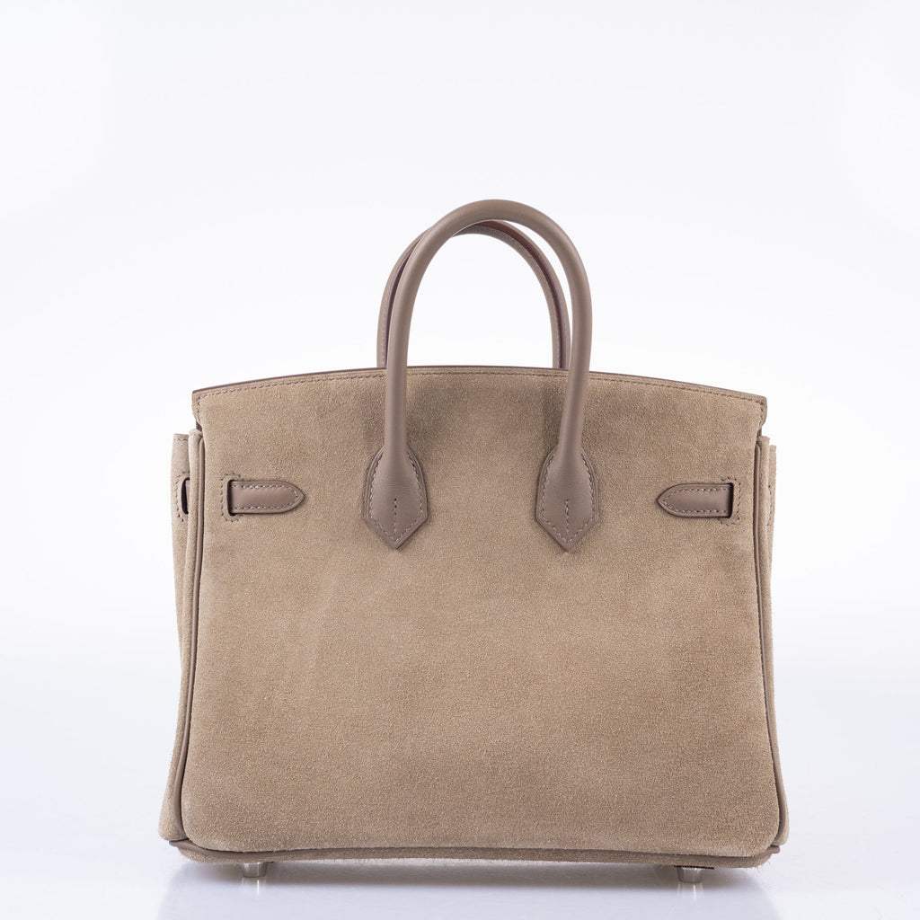Hermès Birkin 25 Suede Grizzly  Gris Caillou & Etoupe Grizzly Palladium
