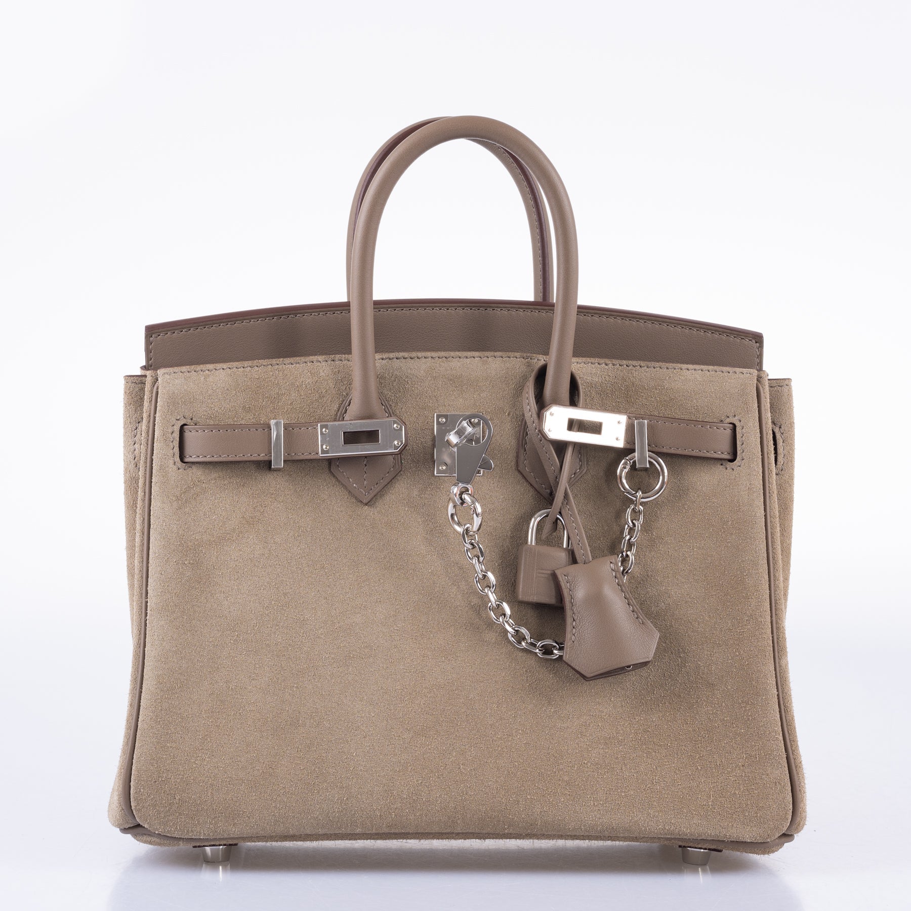 Hermès Birkin 25 Suede Grizzly  Gris Caillou & Etoupe Grizzly Palladium