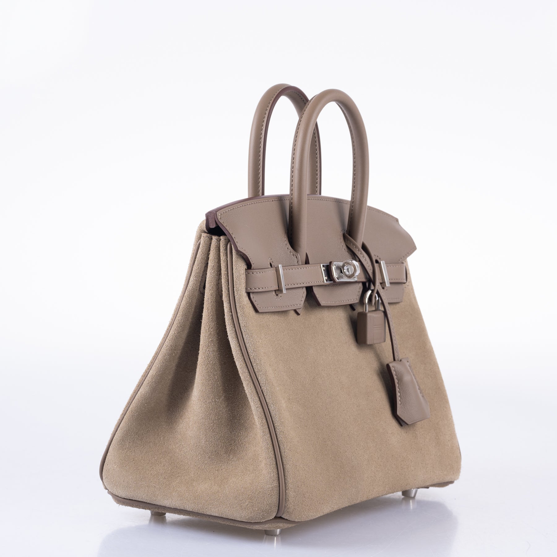 Hermès Birkin 25 Suede Grizzly  Gris Caillou & Etoupe Grizzly Palladium