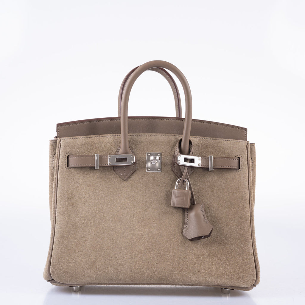 Hermès Birkin 25 Suede Grizzly  Gris Caillou & Etoupe Grizzly Palladium