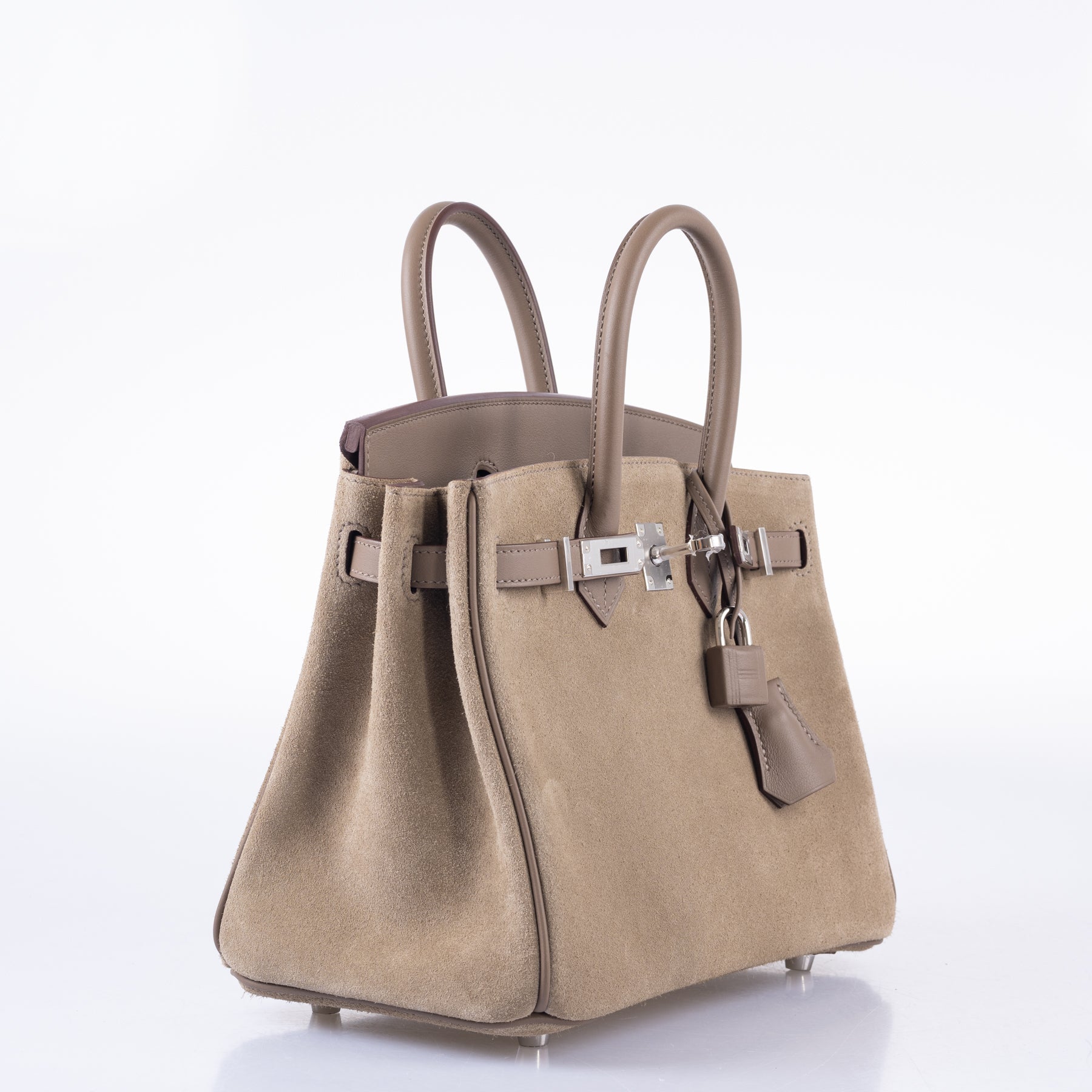 Hermès Birkin 25 Suede Grizzly  Gris Caillou & Etoupe Grizzly Palladium