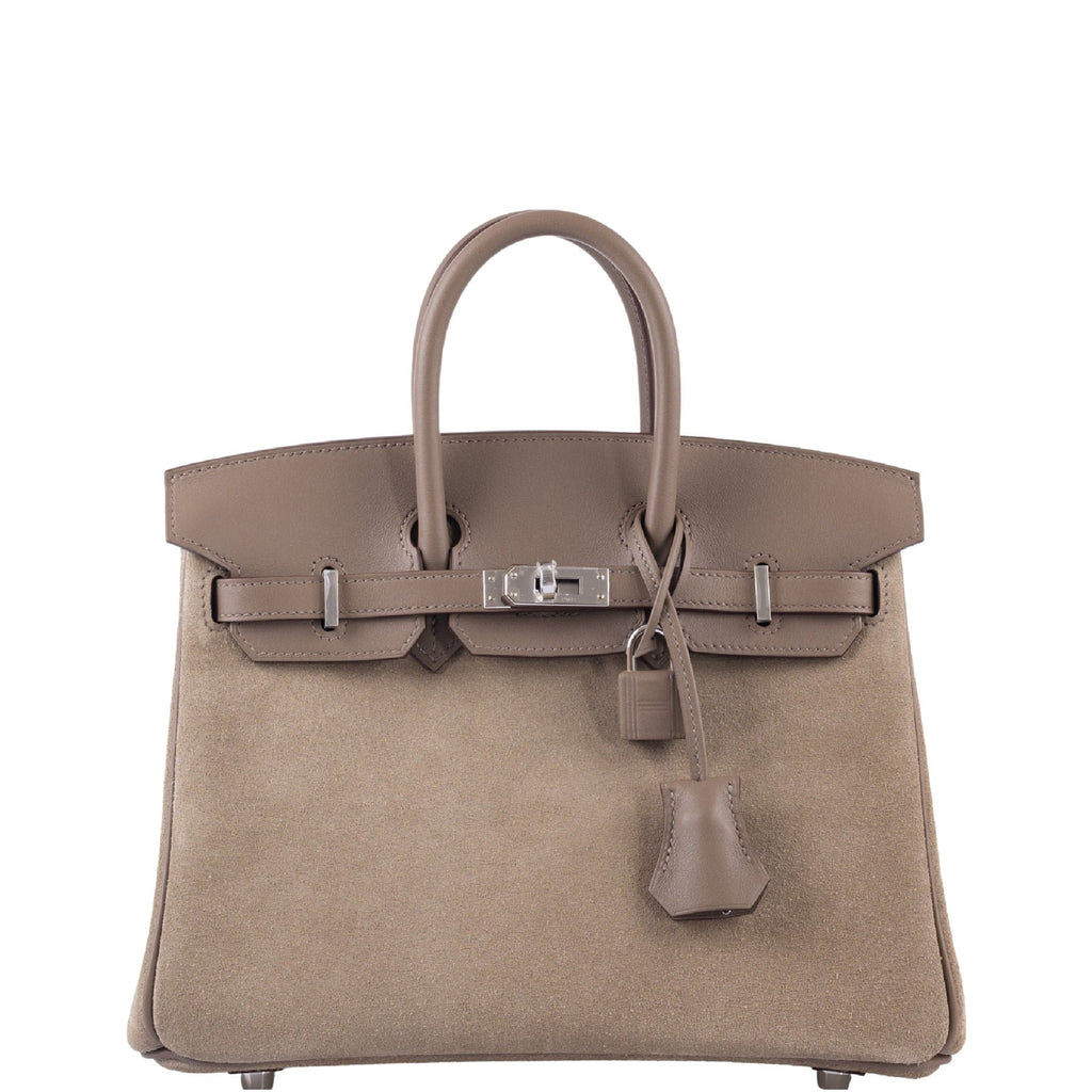 Hermès Birkin 25 Suede Grizzly  Gris Caillou & Etoupe Grizzly Palladium
