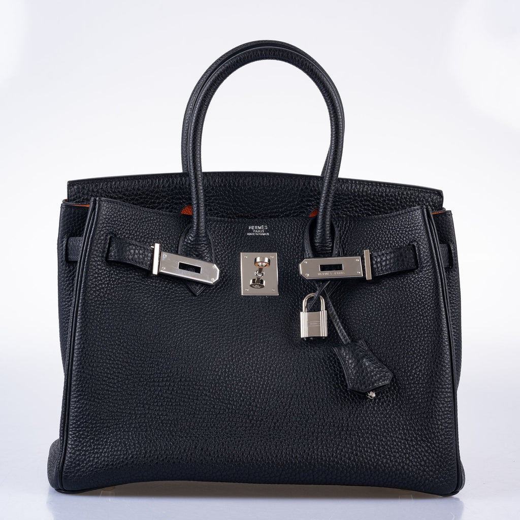 Hermès Birkin 30 Bi-Color Black Togo and Orange H Palladium Hardware