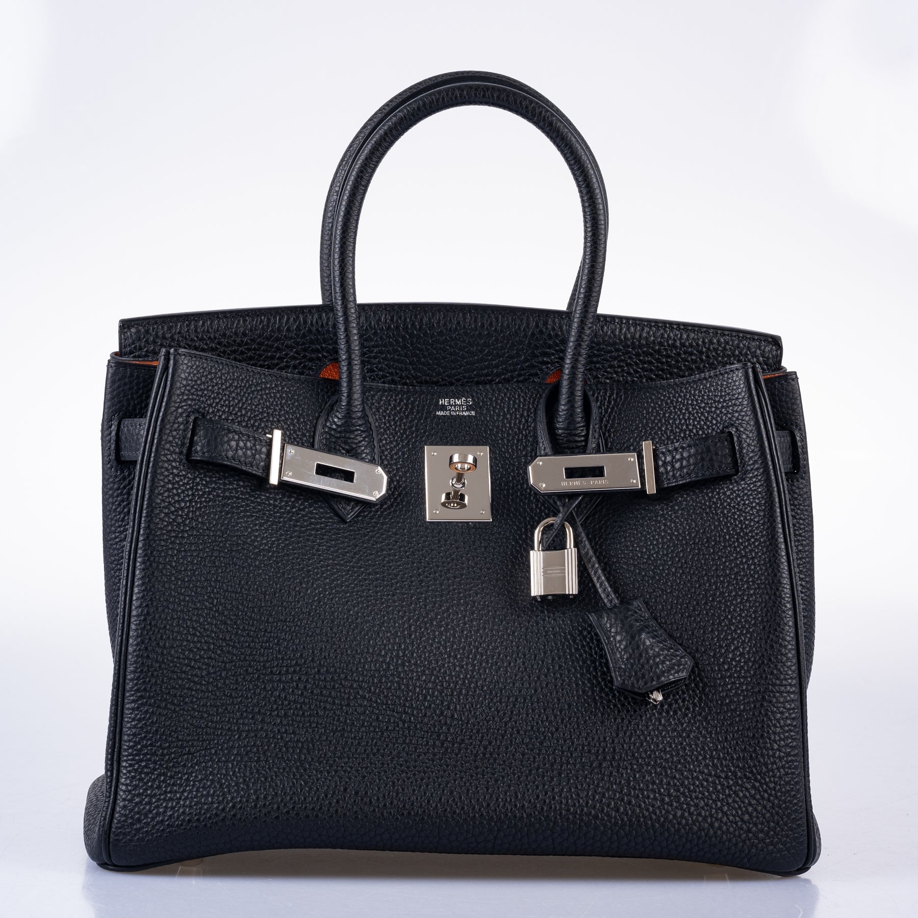 Hermès Birkin 30 Bi-Color Black Togo and Orange H Palladium Hardware