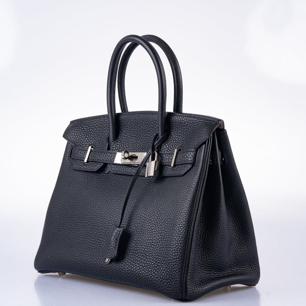 Hermès Birkin 30 Bi-Color Black Togo and Orange H Palladium Hardware