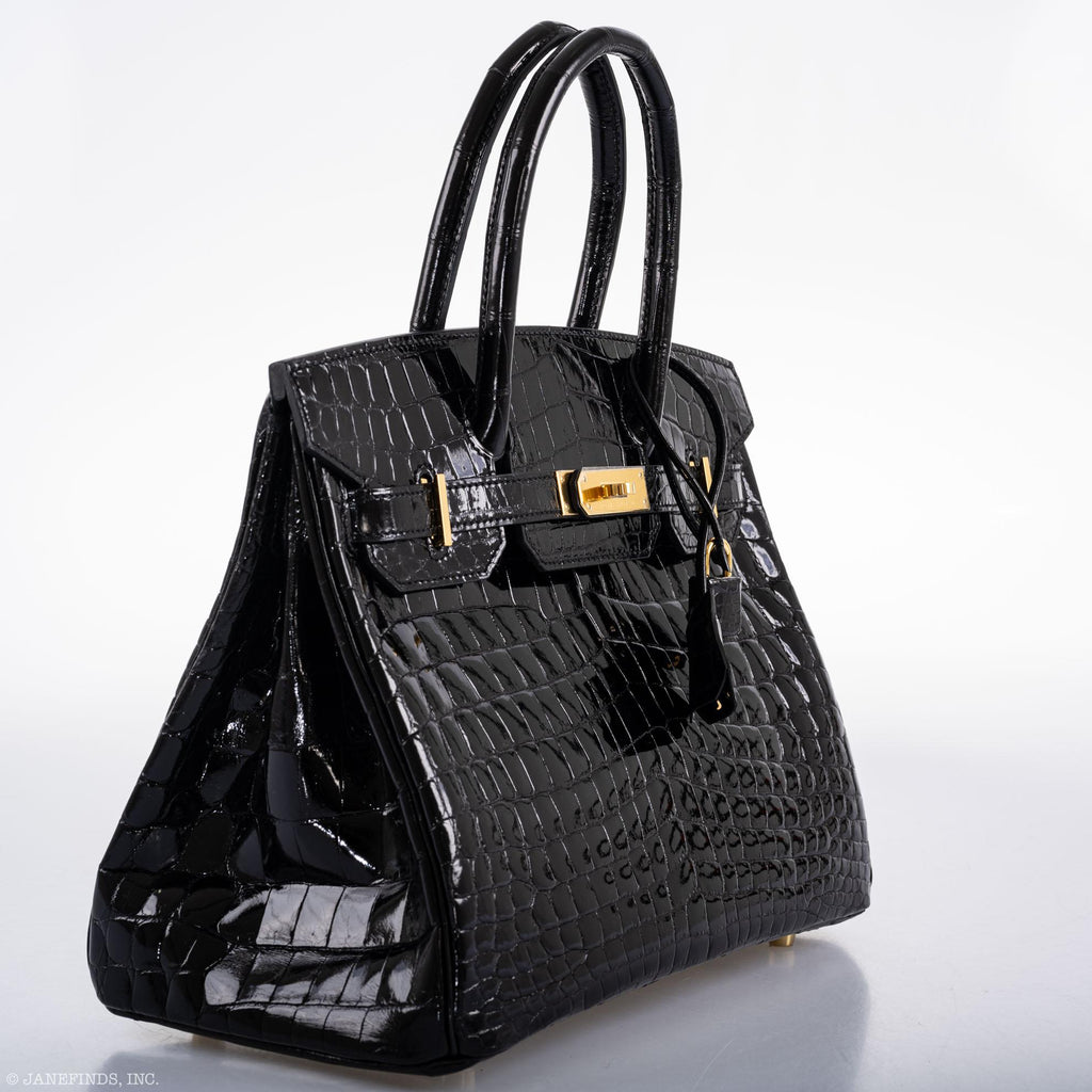 Hermès Birkin 30 Black Nilo Crocodile Gold Hardware - 2019, D