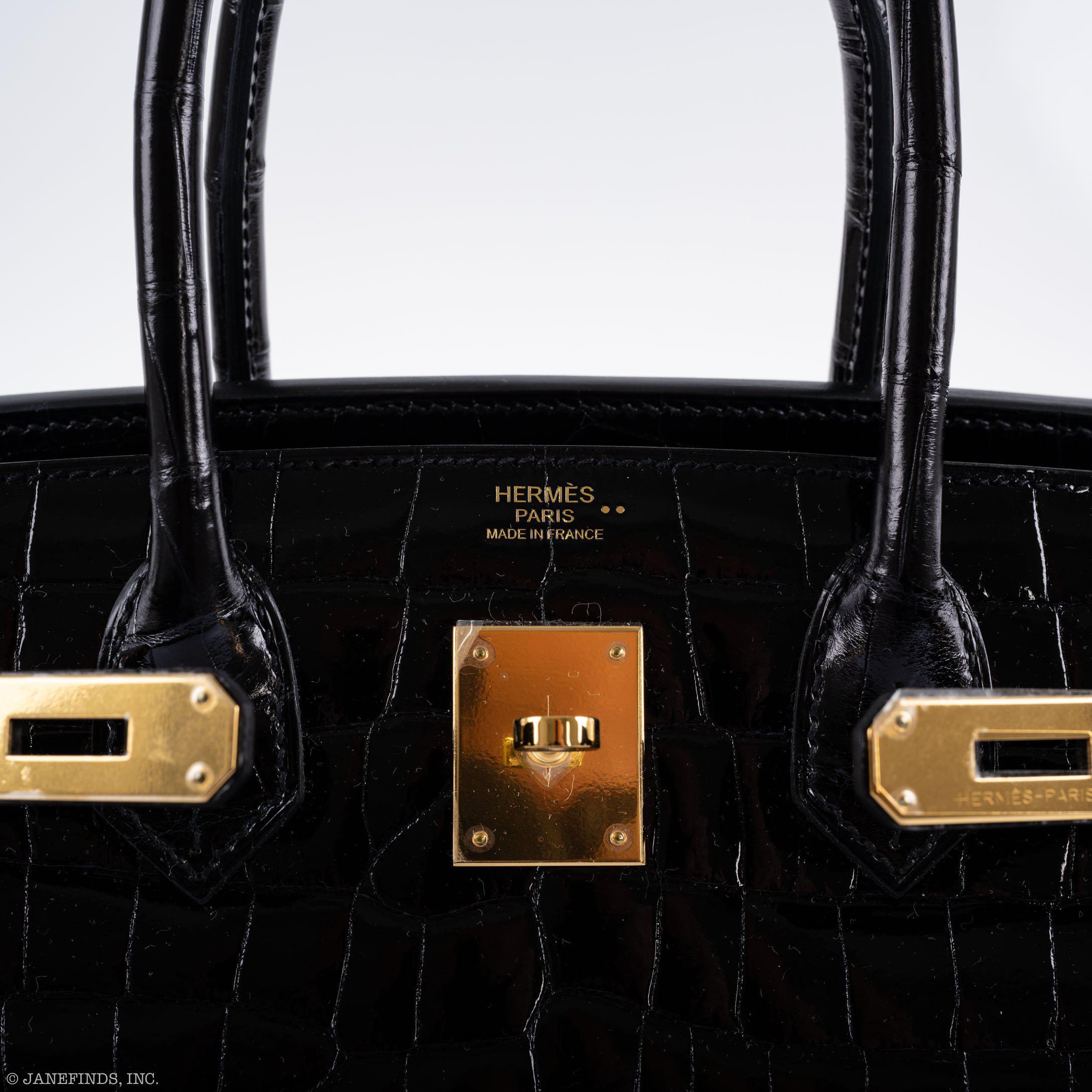 Hermès Birkin 30 Black Shiny Niloticus Crocodile Gold Hardware - 2021, Z