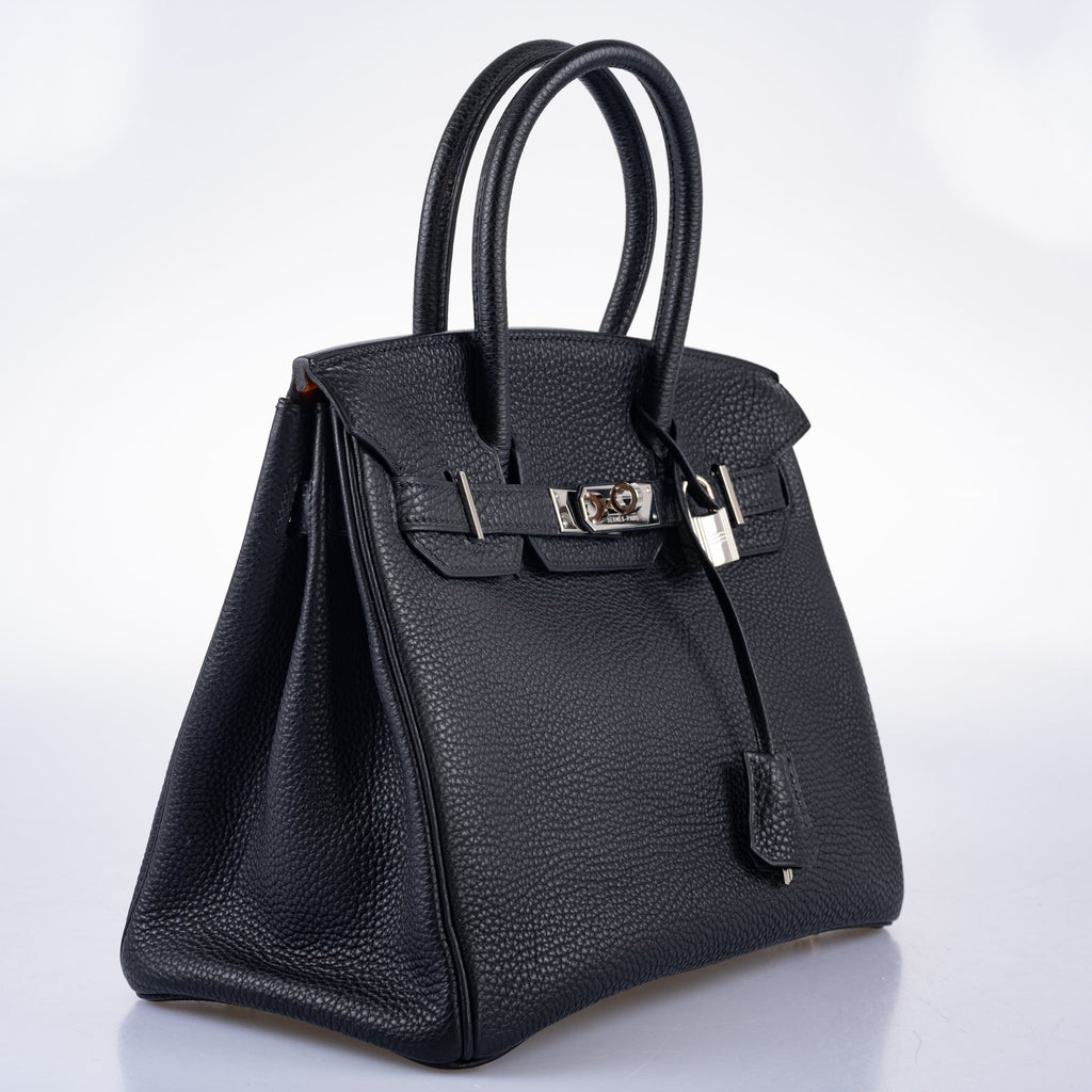 Hermès Birkin 30 Black Togo and Orange H Palladium Hardware