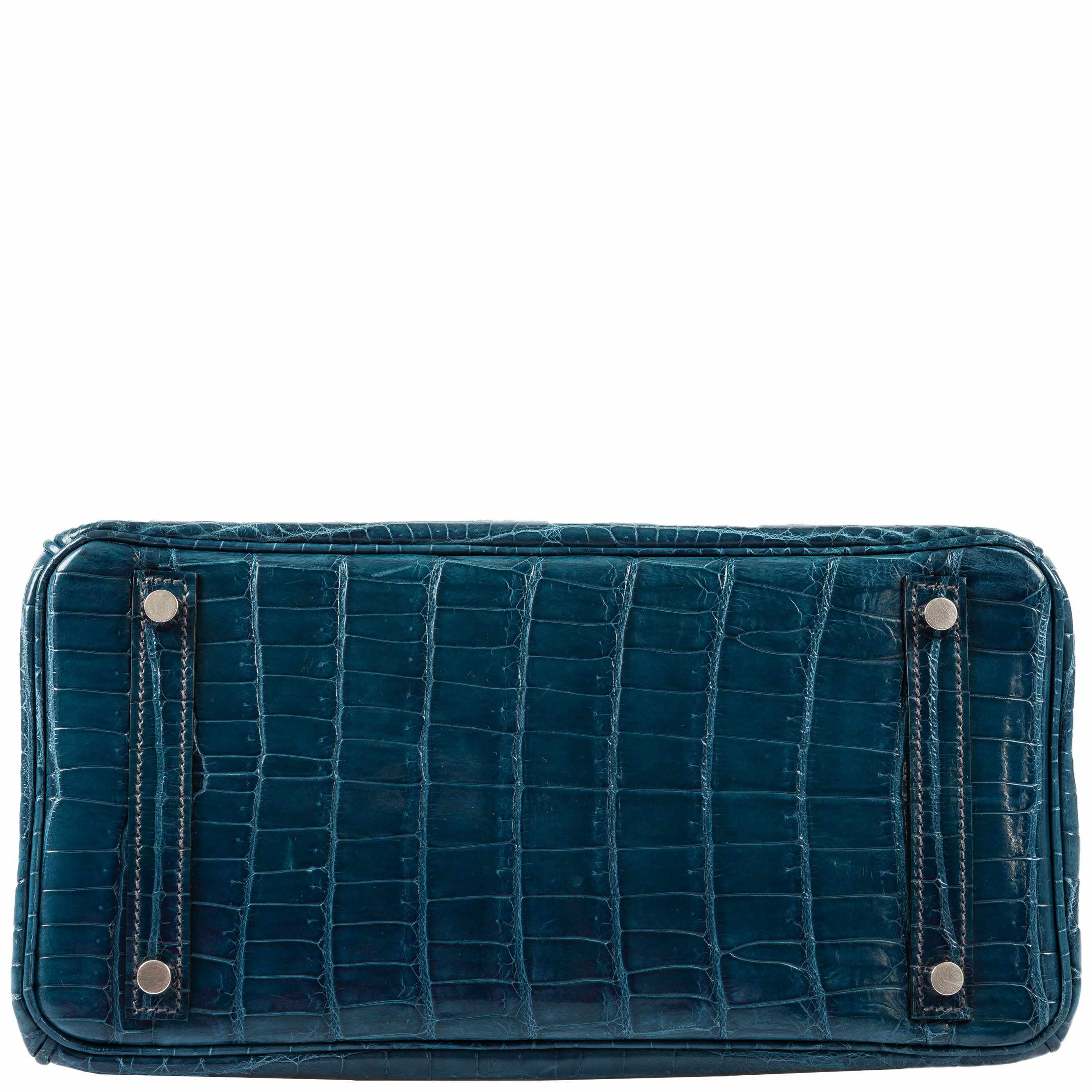 Hermès Birkin 30 Bleu Colvert Niloticus Crocodile Palladium Hardware