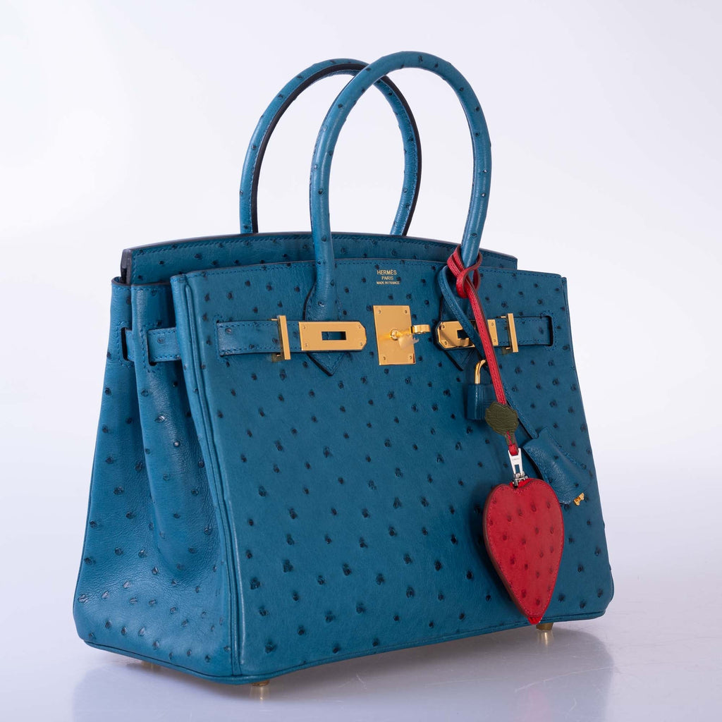 Hermès Birkin 30 Blue Colvert Ostrich Gold Hardware