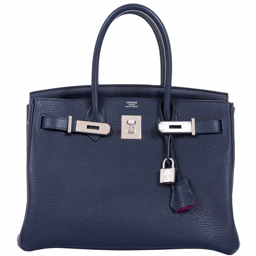 Hermès Birkin 30 Blue Nuit Verso Rose Pourpre Togo Palladium Hardware - Limited Edition