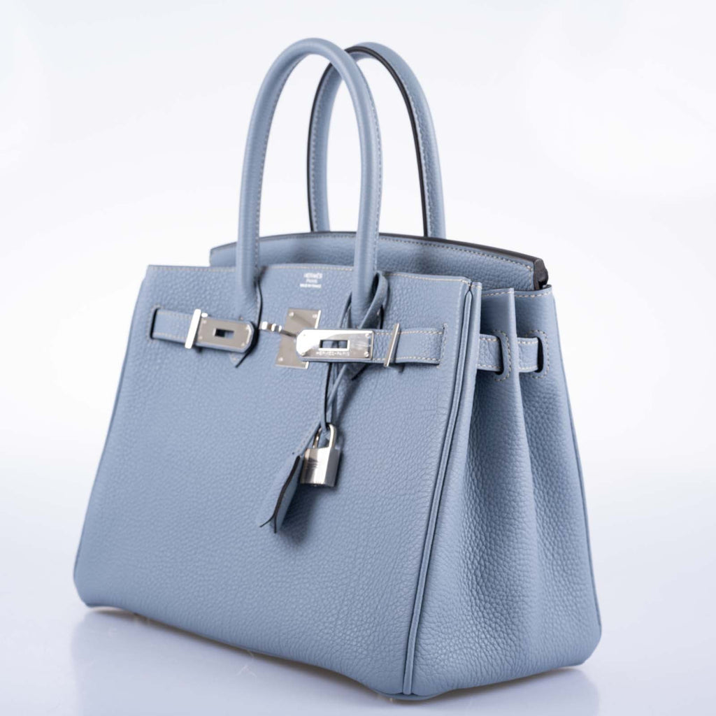 Hermès Birkin 30 Blue Saint Cyr Clemence Palladium Hardware