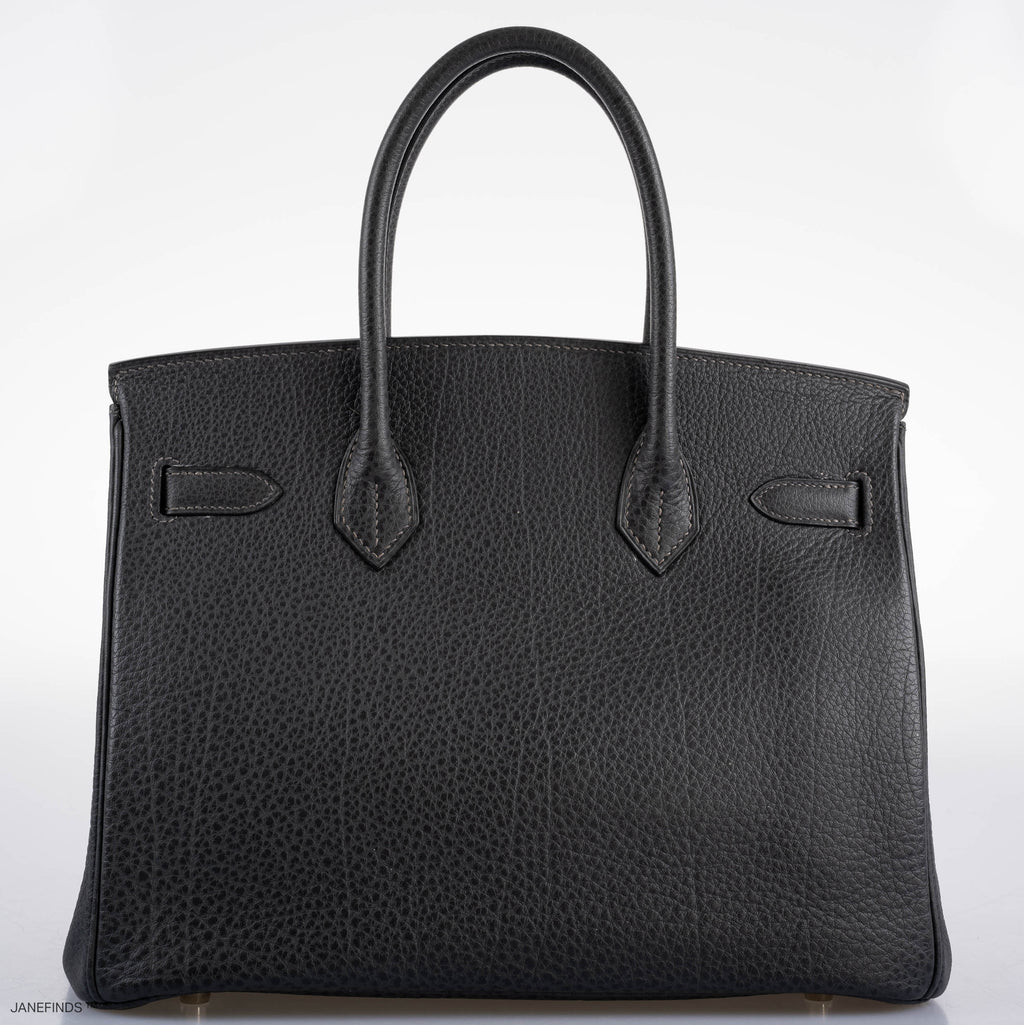 Hermès Birkin 30 Graphite Buffalo with Palladium Hardware - 2005, I Square