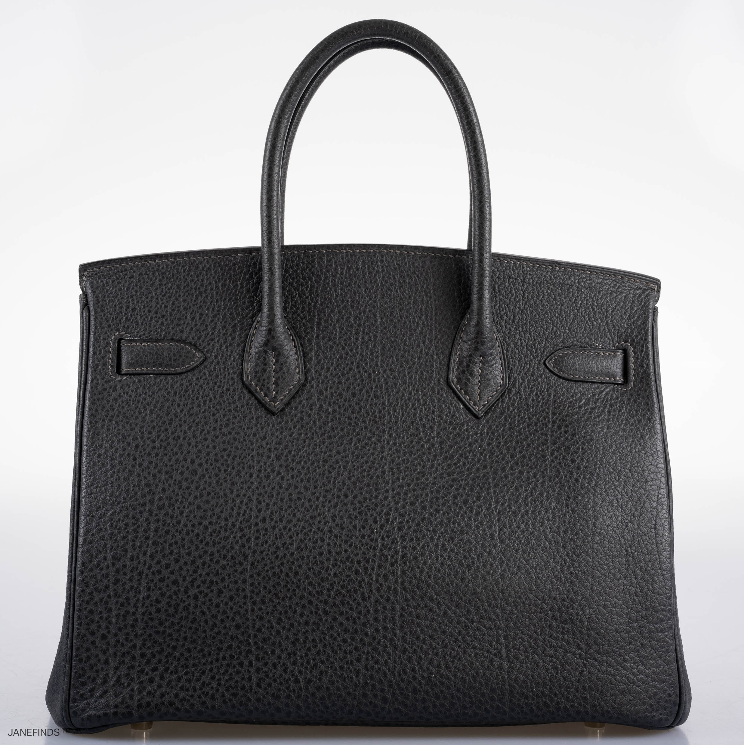 Hermès Birkin 30 Graphite Buffalo with Palladium Hardware - 2005, I Square