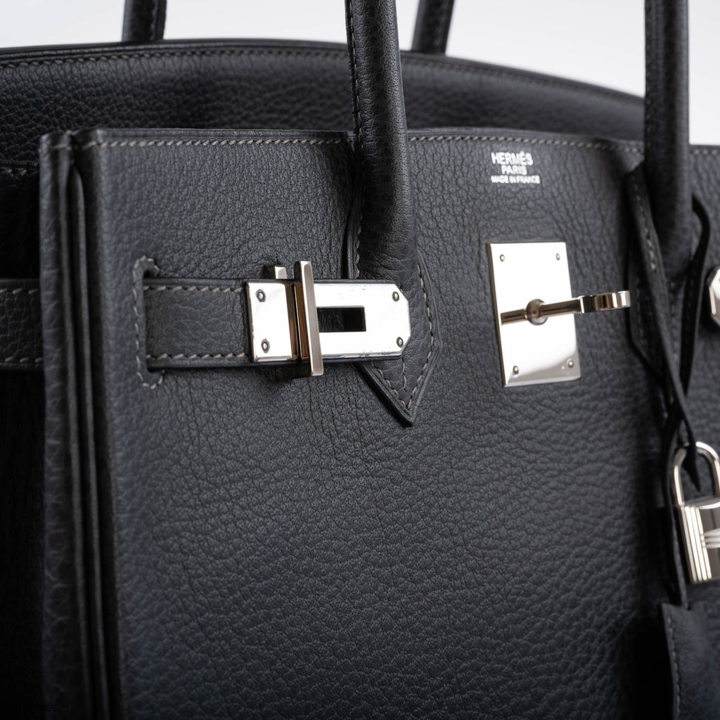 Hermès Birkin 30 Graphite Buffalo with Palladium Hardware - 2005, I Square