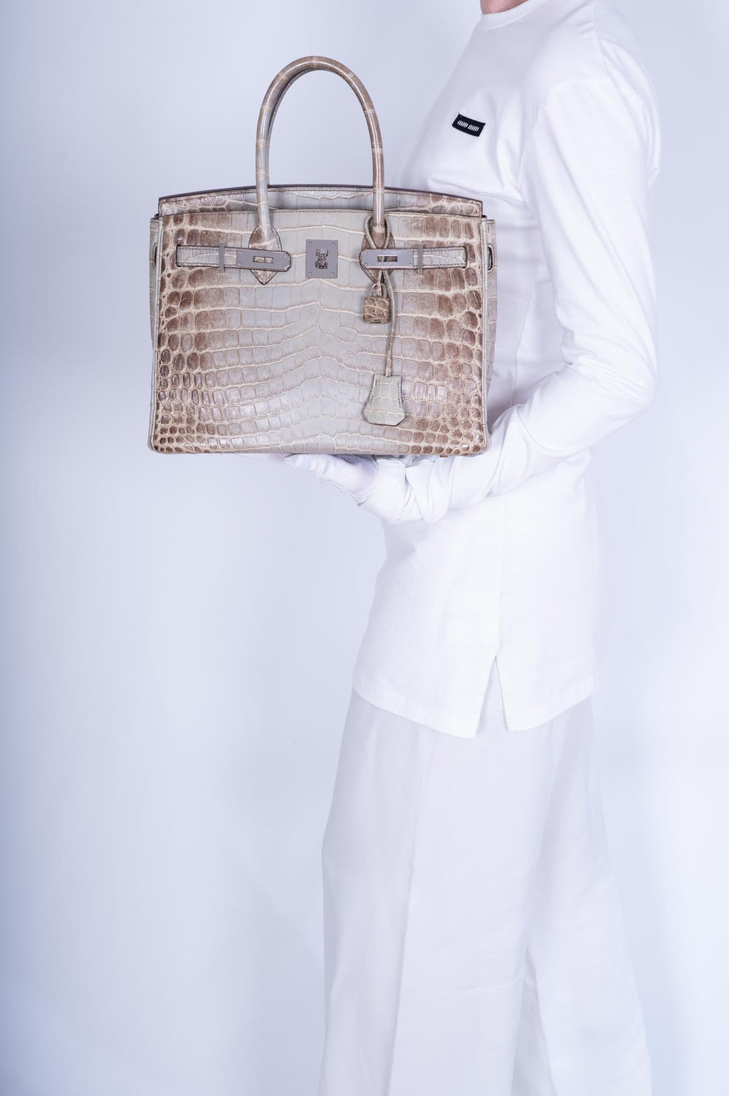 Hermès Birkin 30 Gris Cendre Himalayan Niloticus Crocodile Palladium Hardware