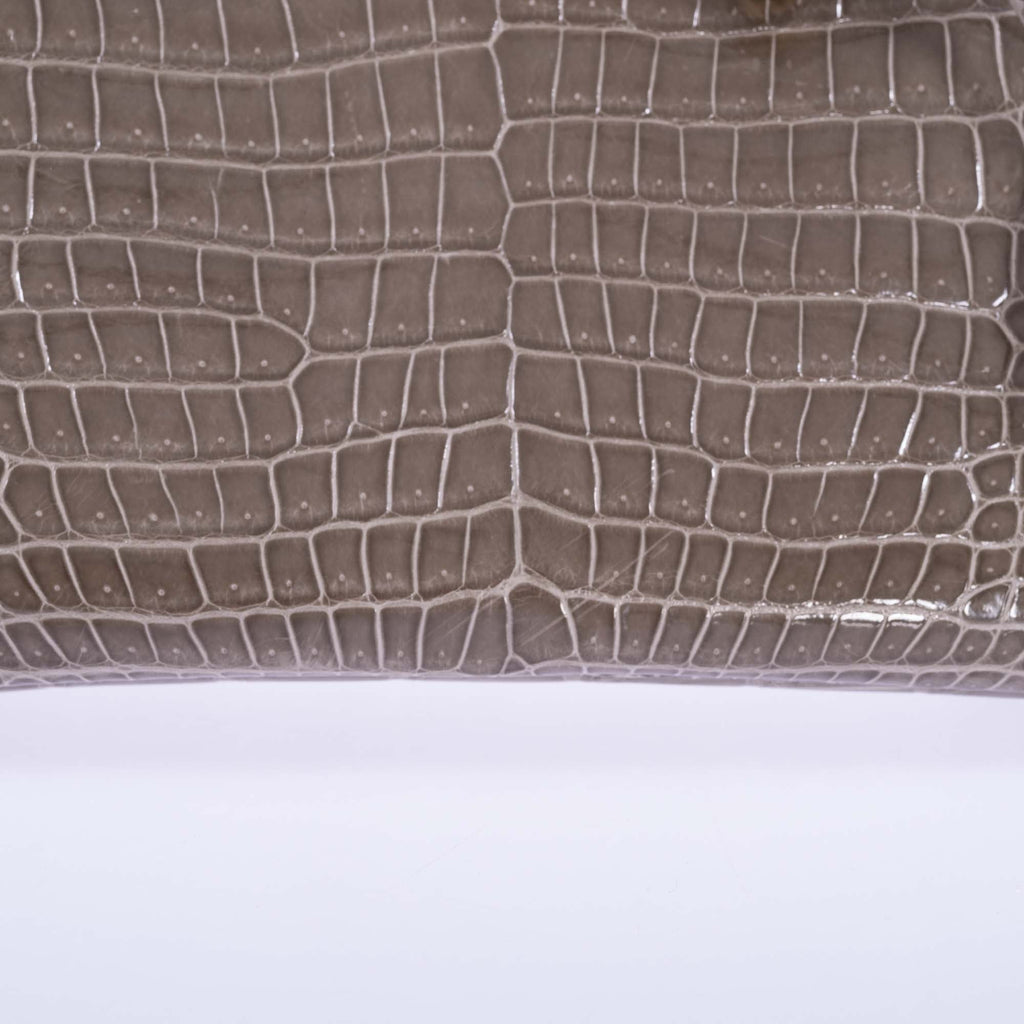 Hermès Birkin 30 Gris Tourterelle Porosus Crocodile Gold Hardware