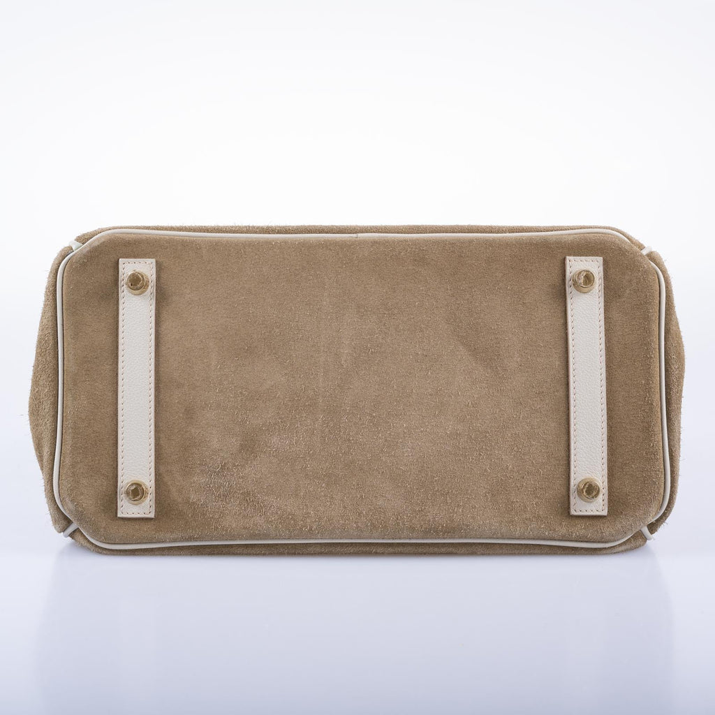 Hermès Birkin 30 Grizzly Gris Perle Swift & Veau Doblis Suede Permabrass Hardware