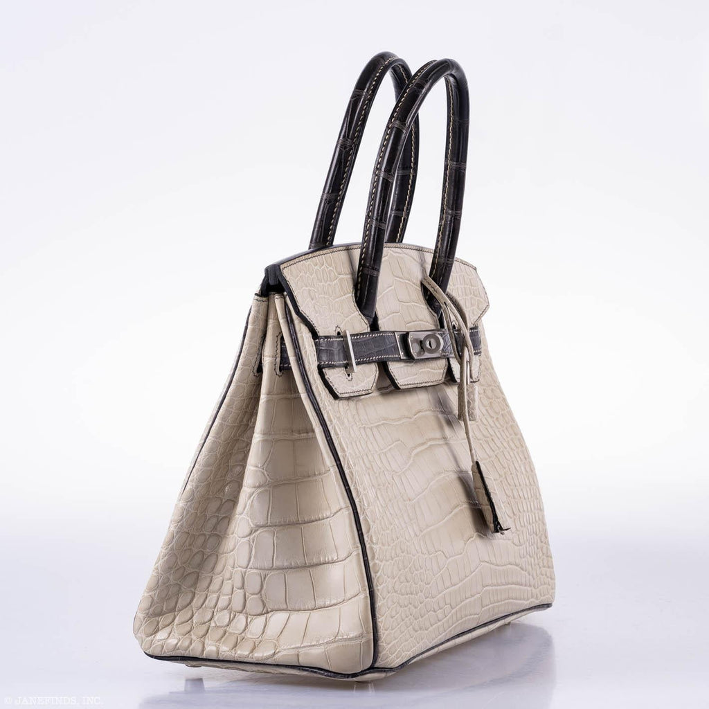 Hermès Birkin 30 HSS Beton & Graphite Matte Alligator Brushed Palladium Hardware