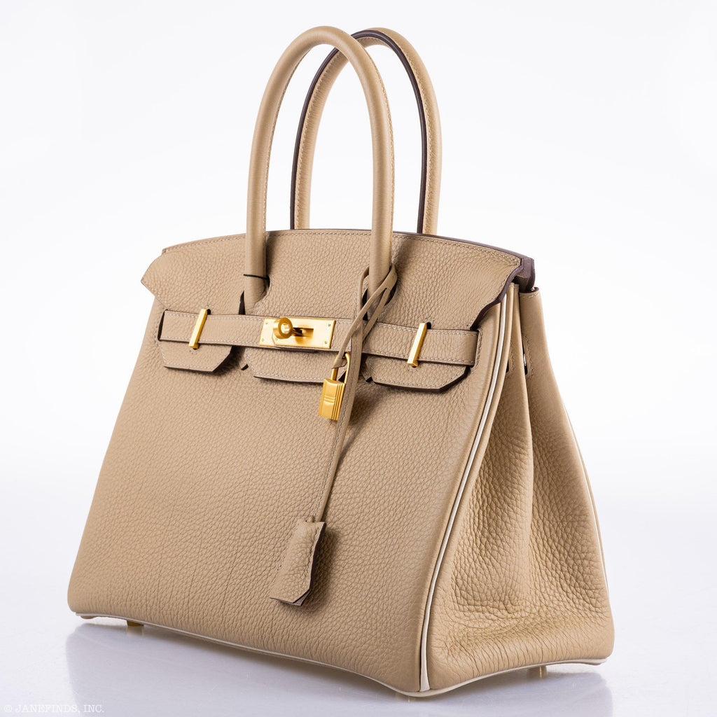 Hermès Birkin 30 HSS Trench & Craie Piping Togo Brushed Gold Hardware - 2016, X