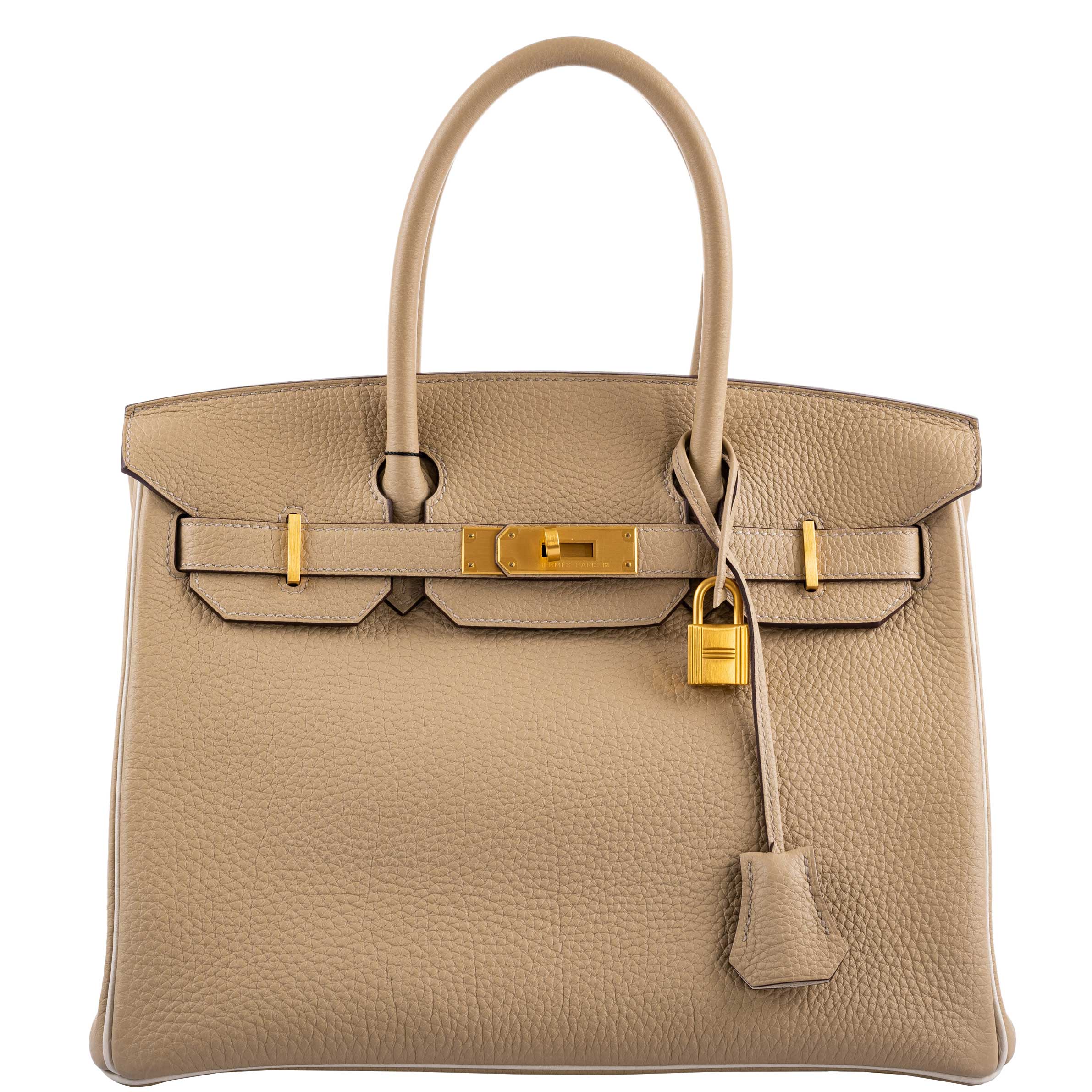 Hermès Birkin 30 HSS Trench & Craie Piping Togo Brushed Gold Hardware - 2016, X