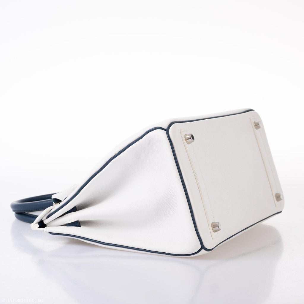Hermès Birkin 30 HSS White & Blue Marine Epsom leather Palladium Hardware - 2011, O Square