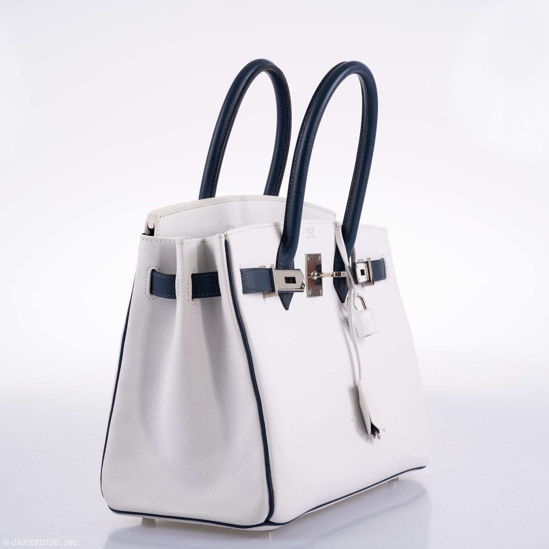 Hermès Birkin 30 HSS White & Blue Marine Epsom leather Palladium Hardware - 2011, O Square